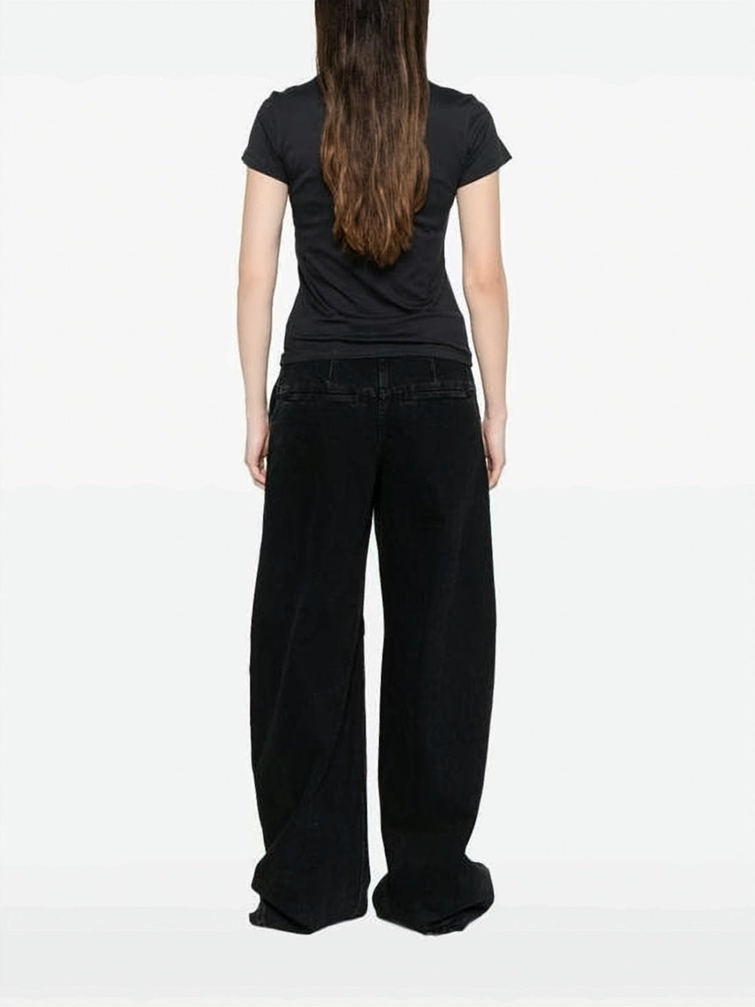 Fitted Black T-Shirt with Textured Logo Design