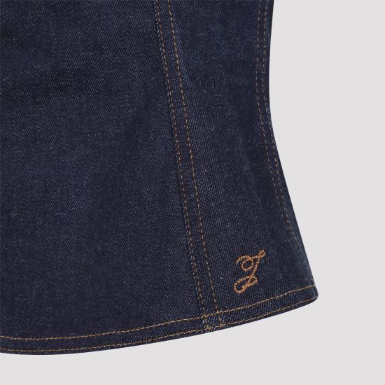Fitted Sleeveless Denim Top with Halter Neckline