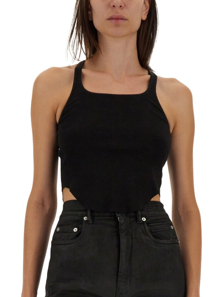 Fitted Black Cotton Tank Top