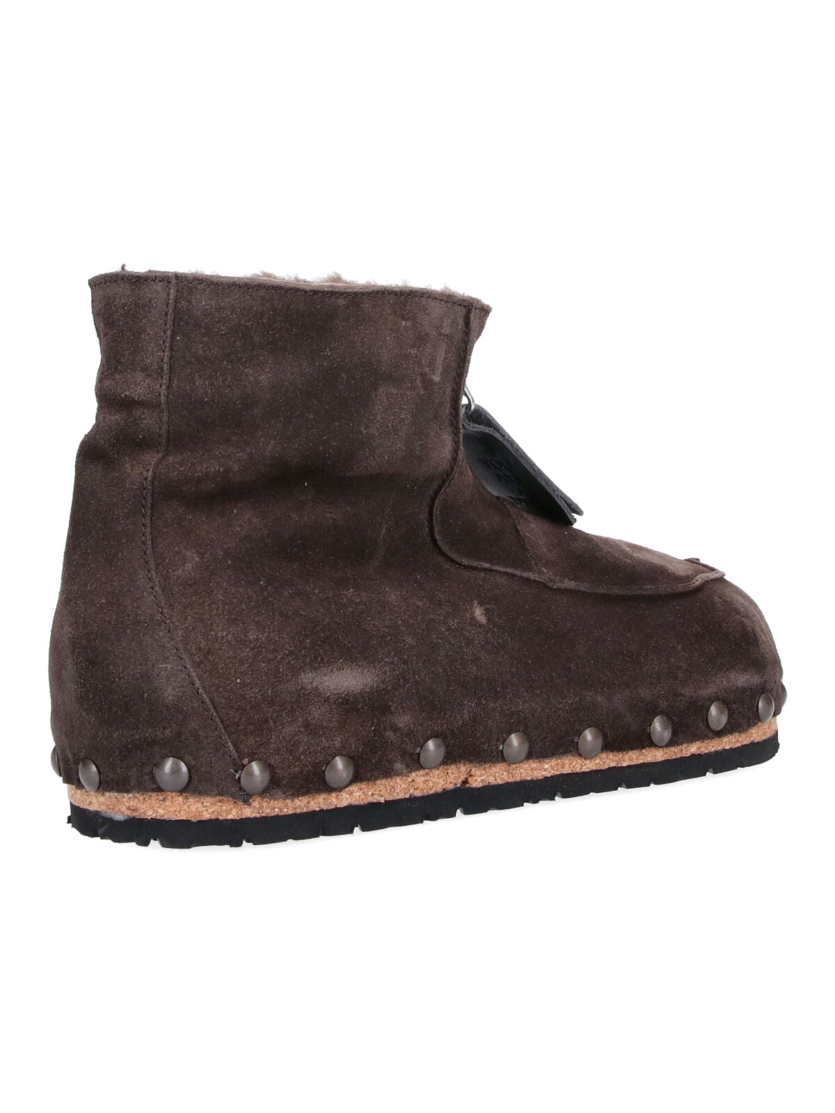 Brown Studded Suede High-Top Boots