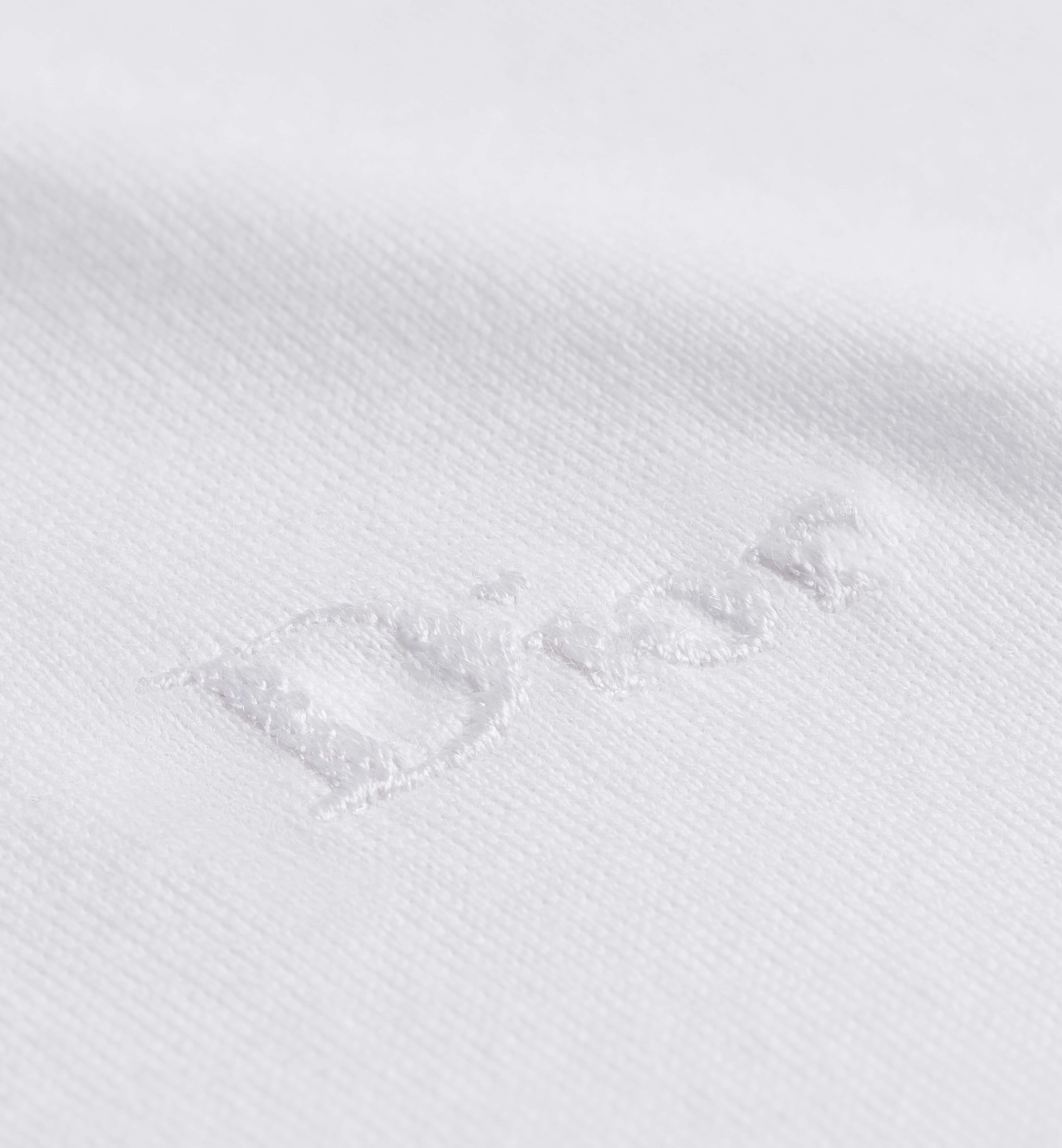 Minimalist White Crew Neck T-Shirt With Tonal Embroidery