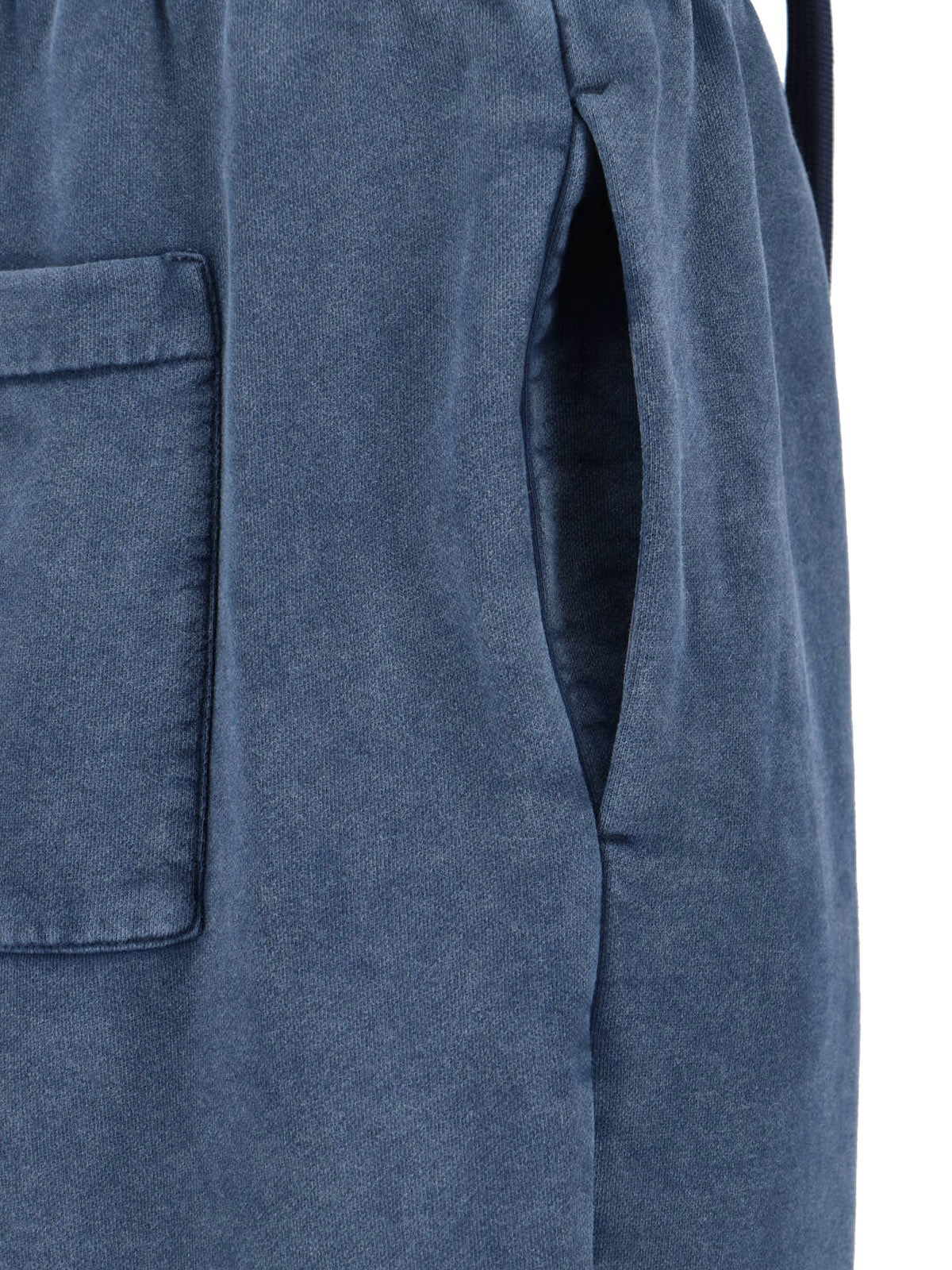 Blue Mid-Rise Cotton Logo Shorts