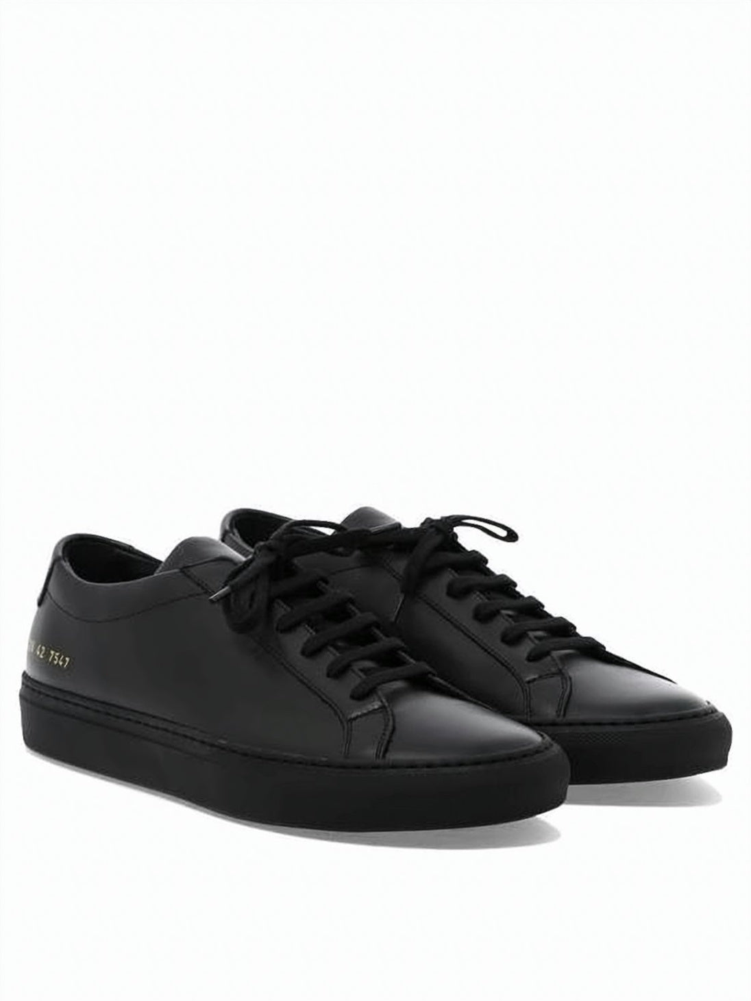 Black Cowhide Leather Monochromatic Achilles Sneakers