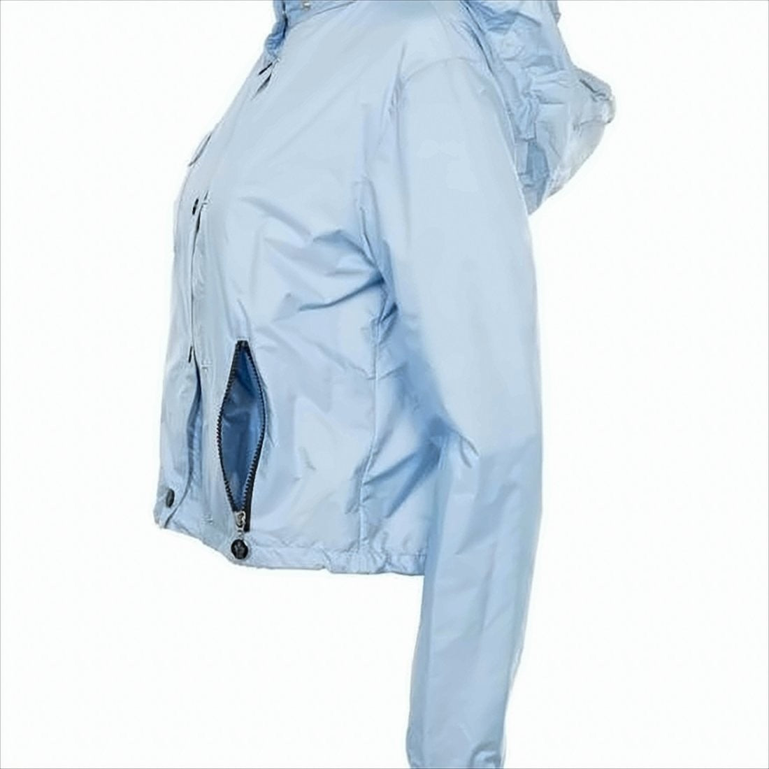 Cropped Blue Polyamide Moncler Jacket