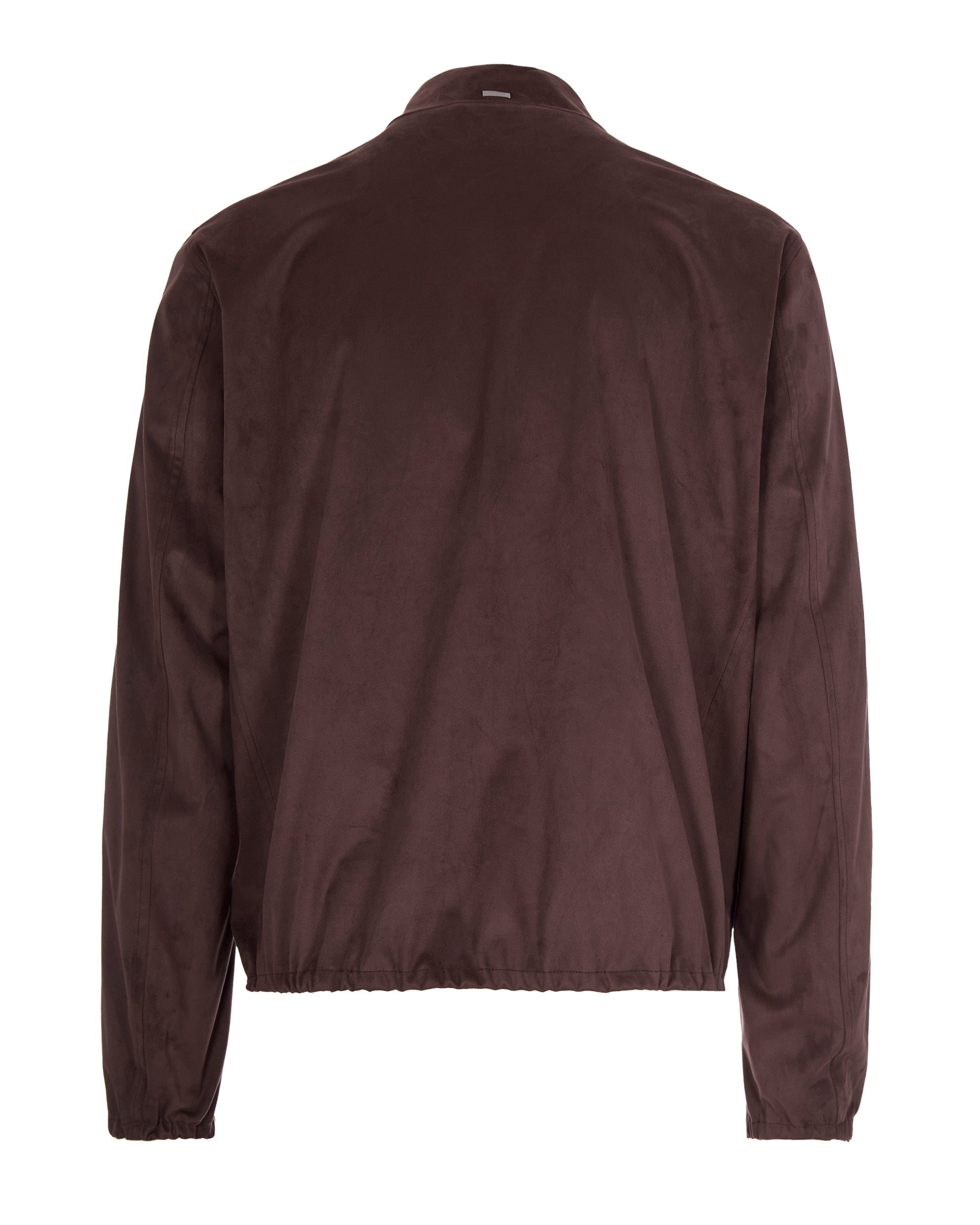 Suede-Texture Brown Casual Jacket With High Collar