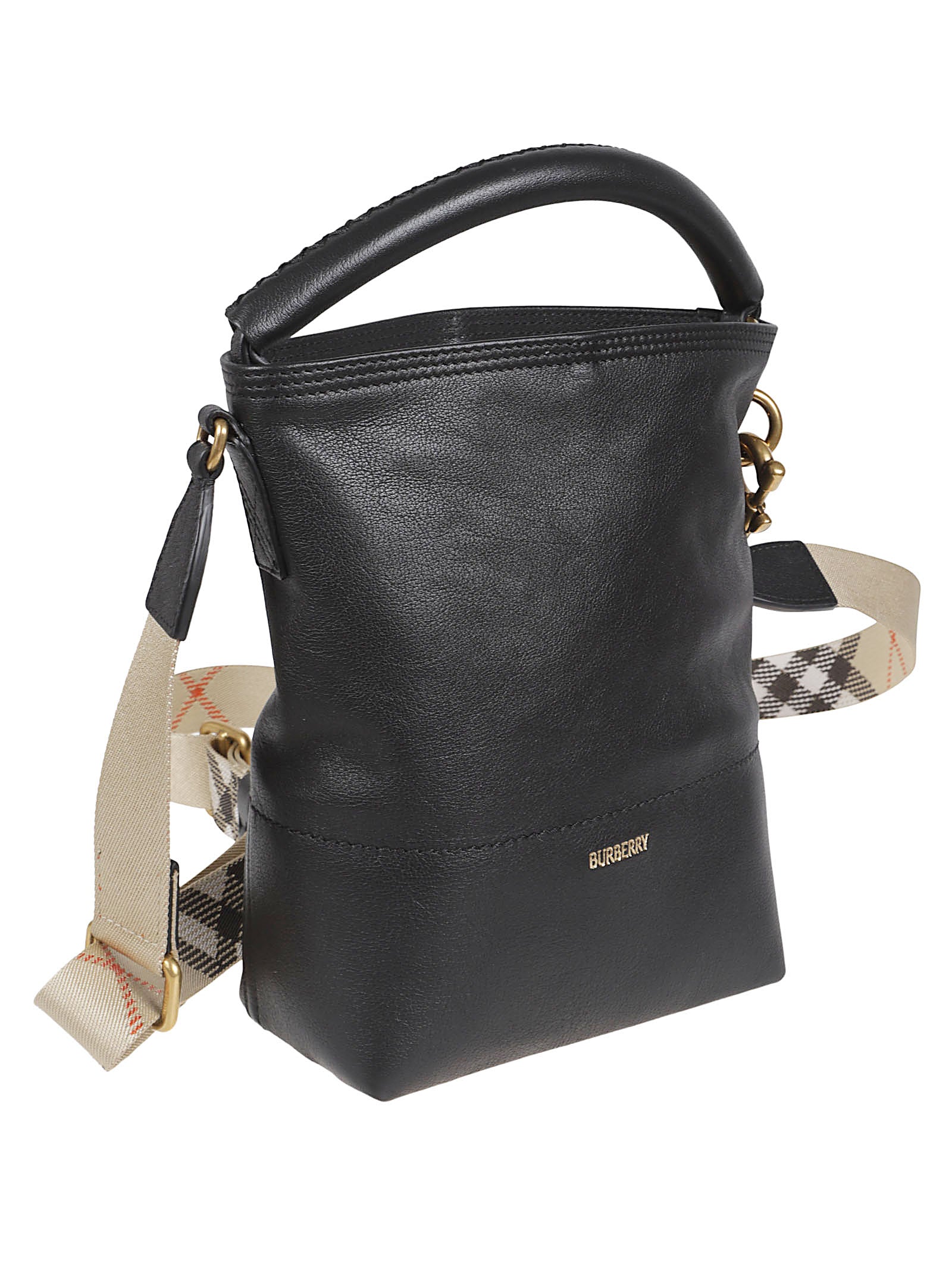 Textured Calf Grain Handbag with Embossed Logo