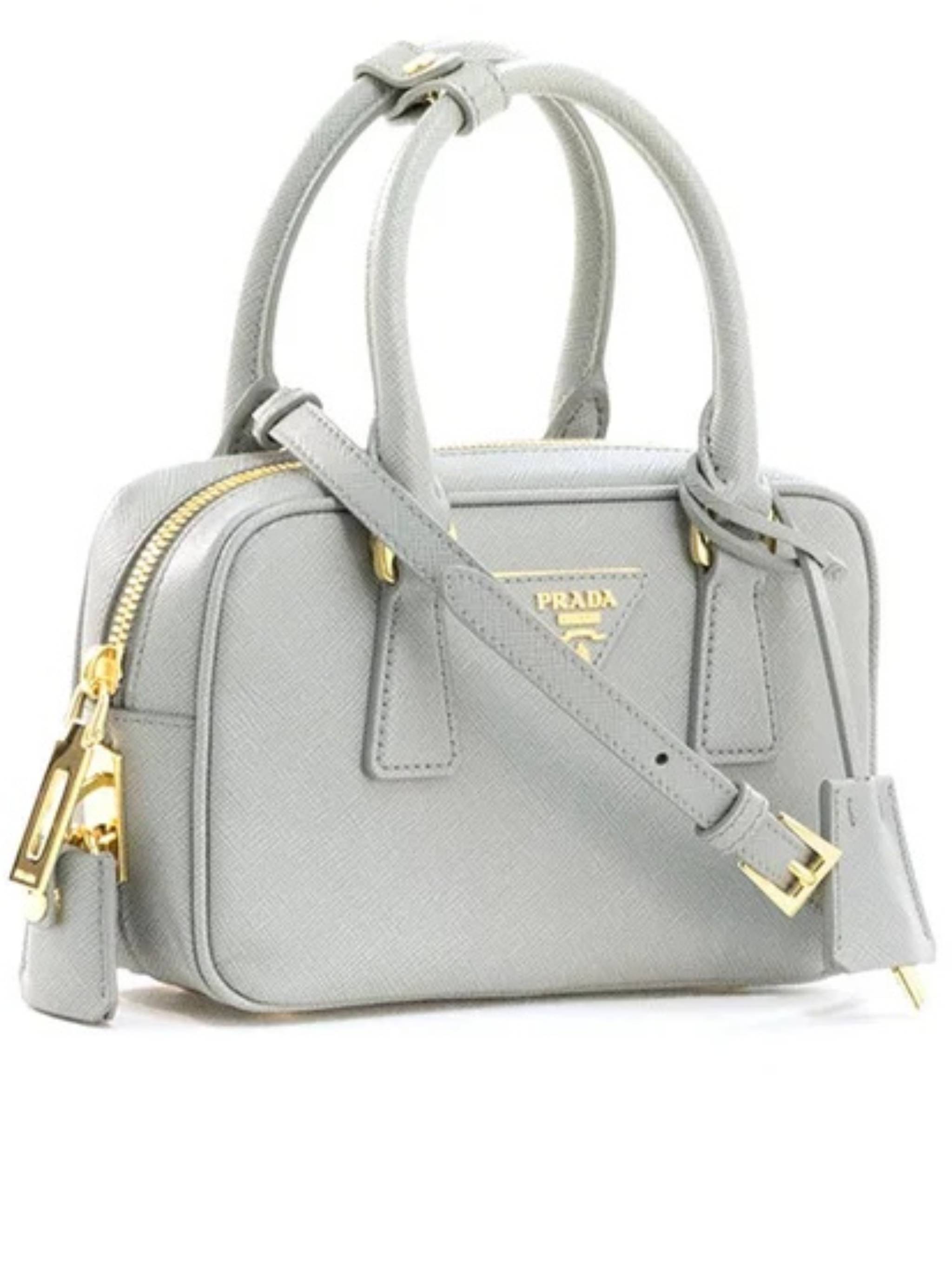 Grey Bauletto Structured Textured Handbag
