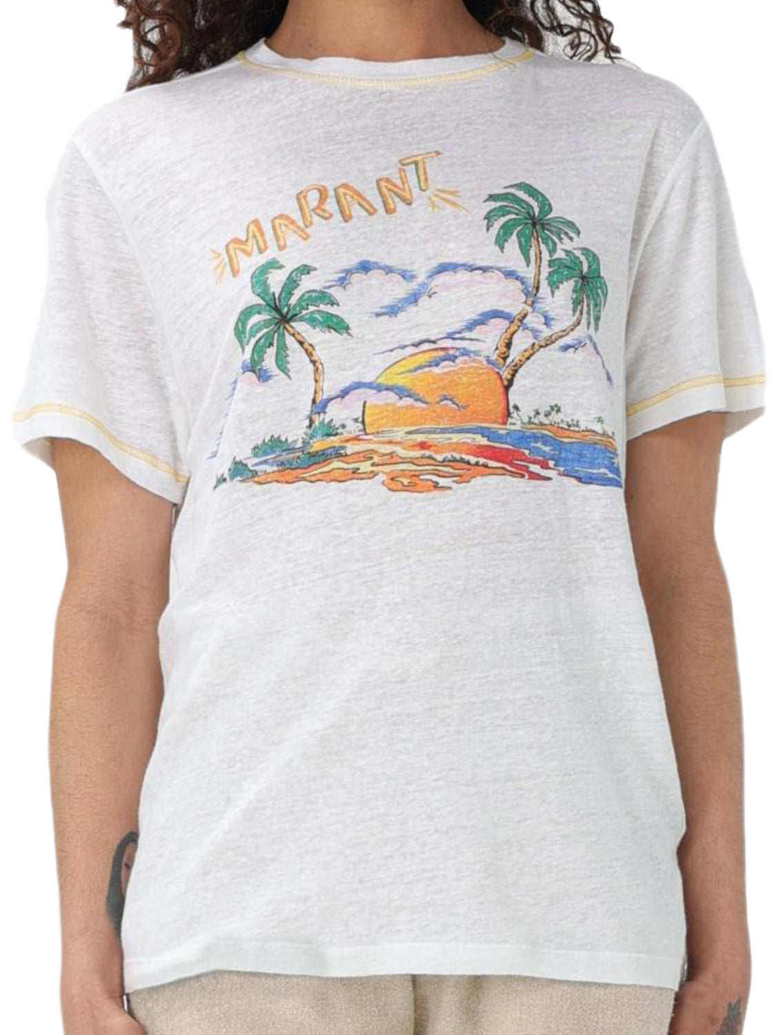 Short-Sleeved Tropical Graphic Print T-Shirt