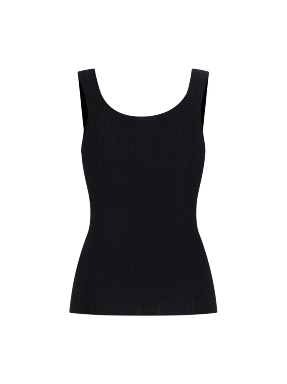 Ribbed Knit Tank Top – Black