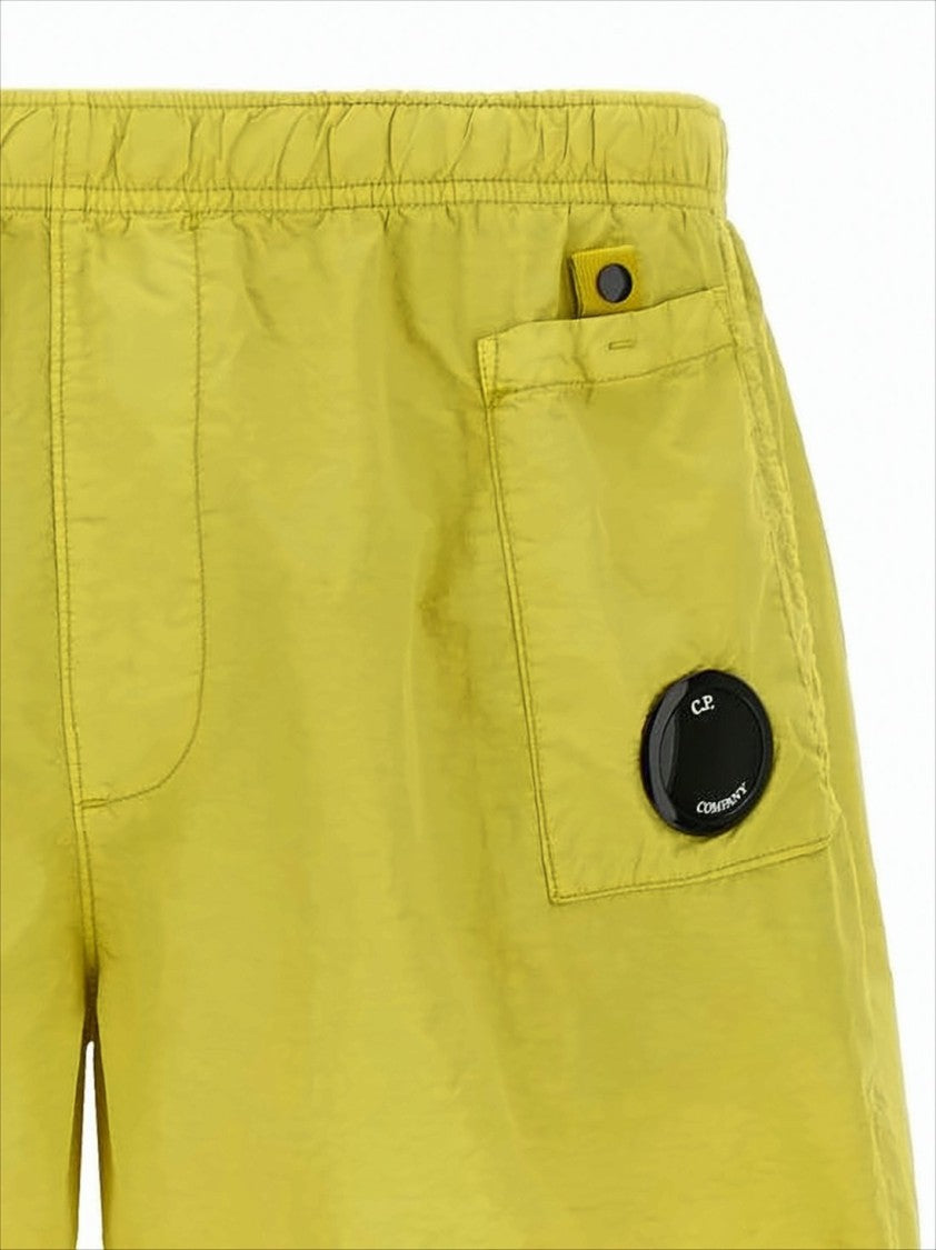Relaxed Fit Yellow Shorts with Patch Pocket