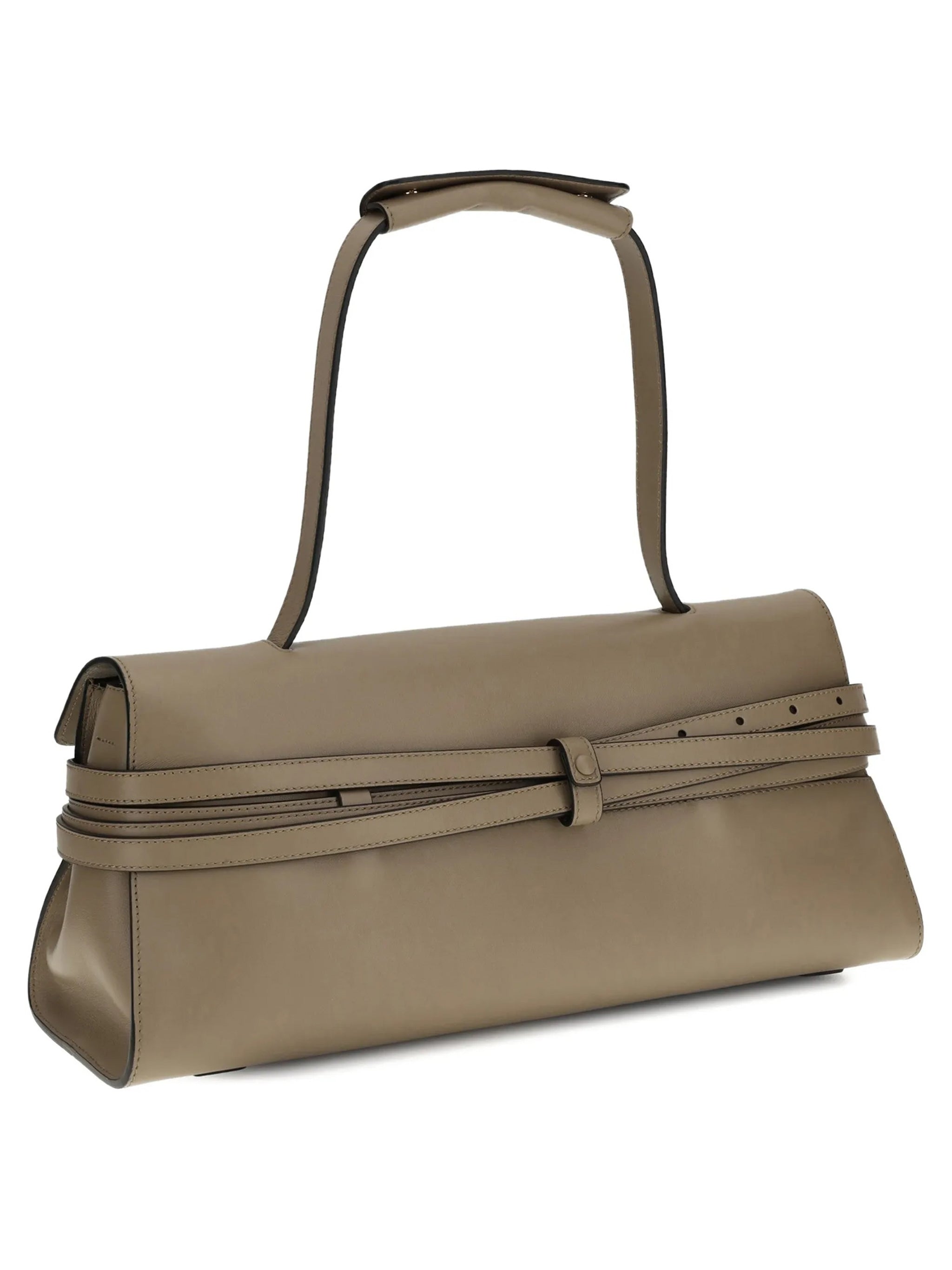 Elongated Nappa Leather Handbag With Belt Detail