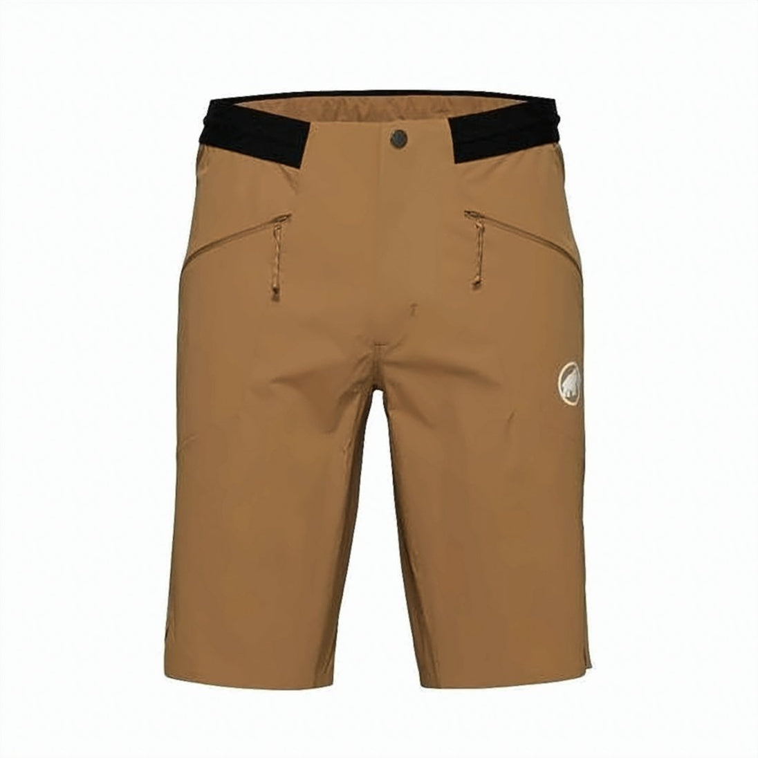 Brown Shorts with Contrasting Black Waistband Accents