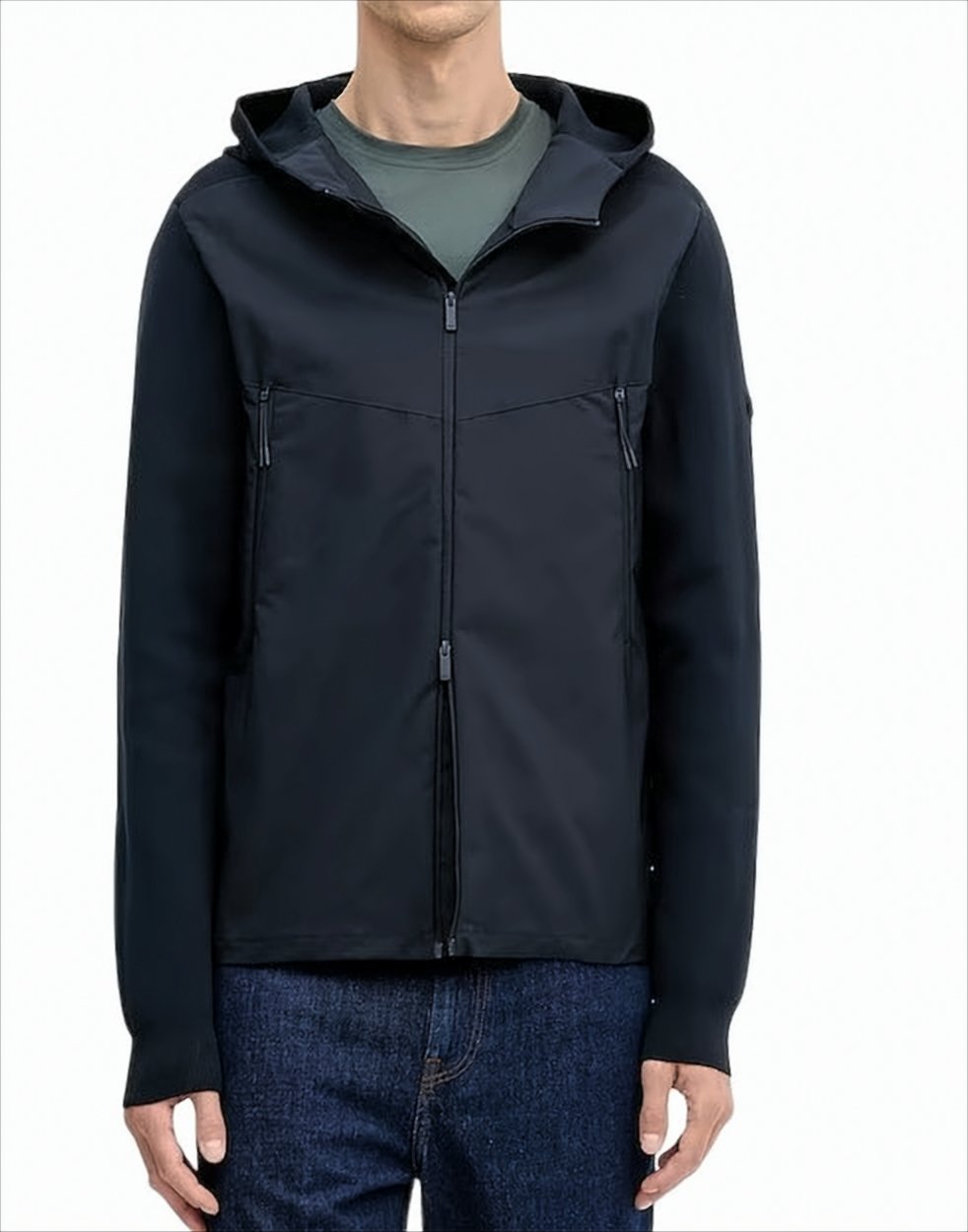 Hooded Black Jacket With Zipped Pockets