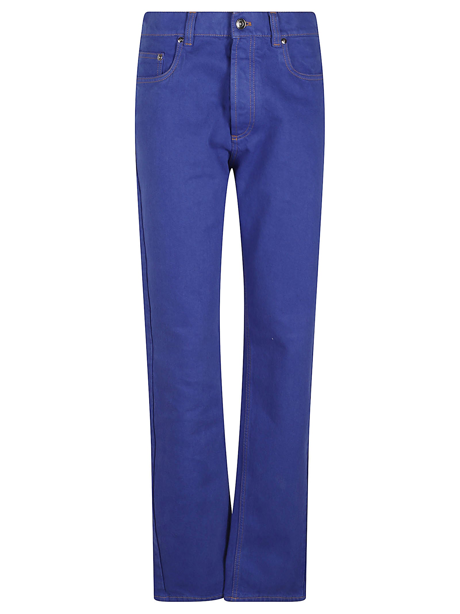 Straight-Leg Denim Jeans with Contrast Stitching and Branded Patch