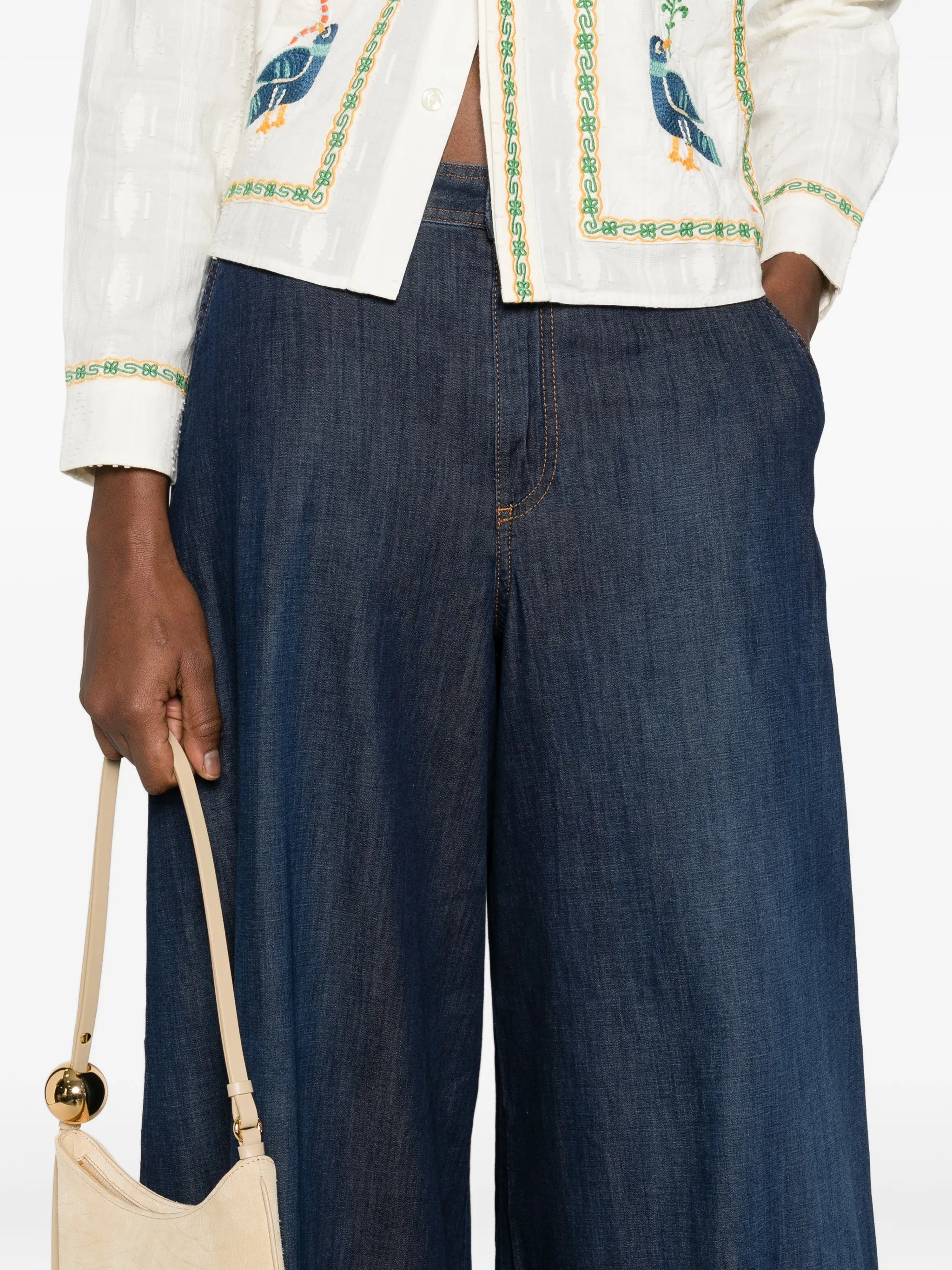 Dark Pantalone Wide-Leg Denim Jeans