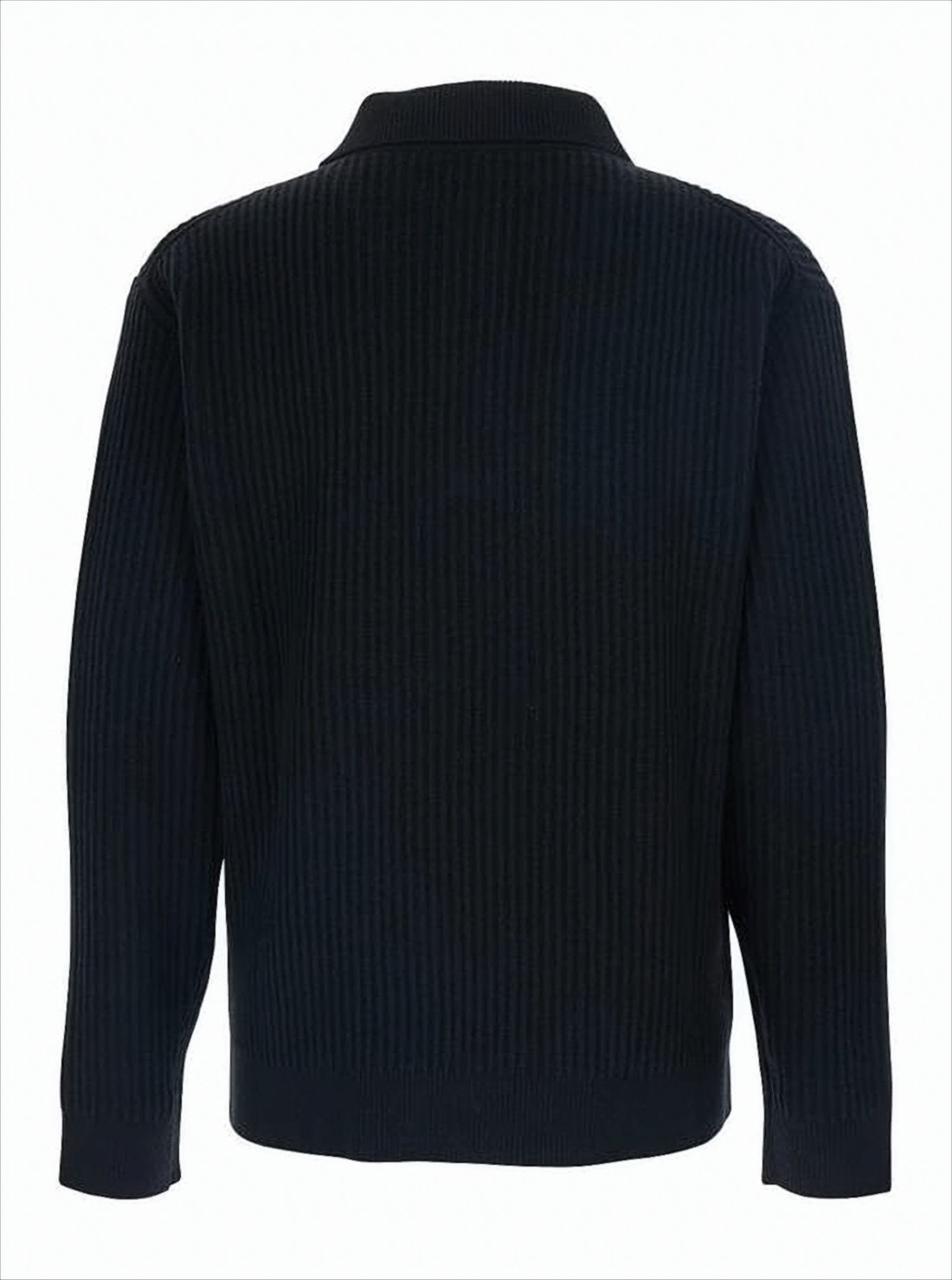 Sweter polo z dzianiny prążkowanej