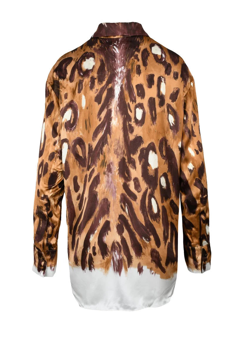 Viscose Overshirt - Brown/Beige