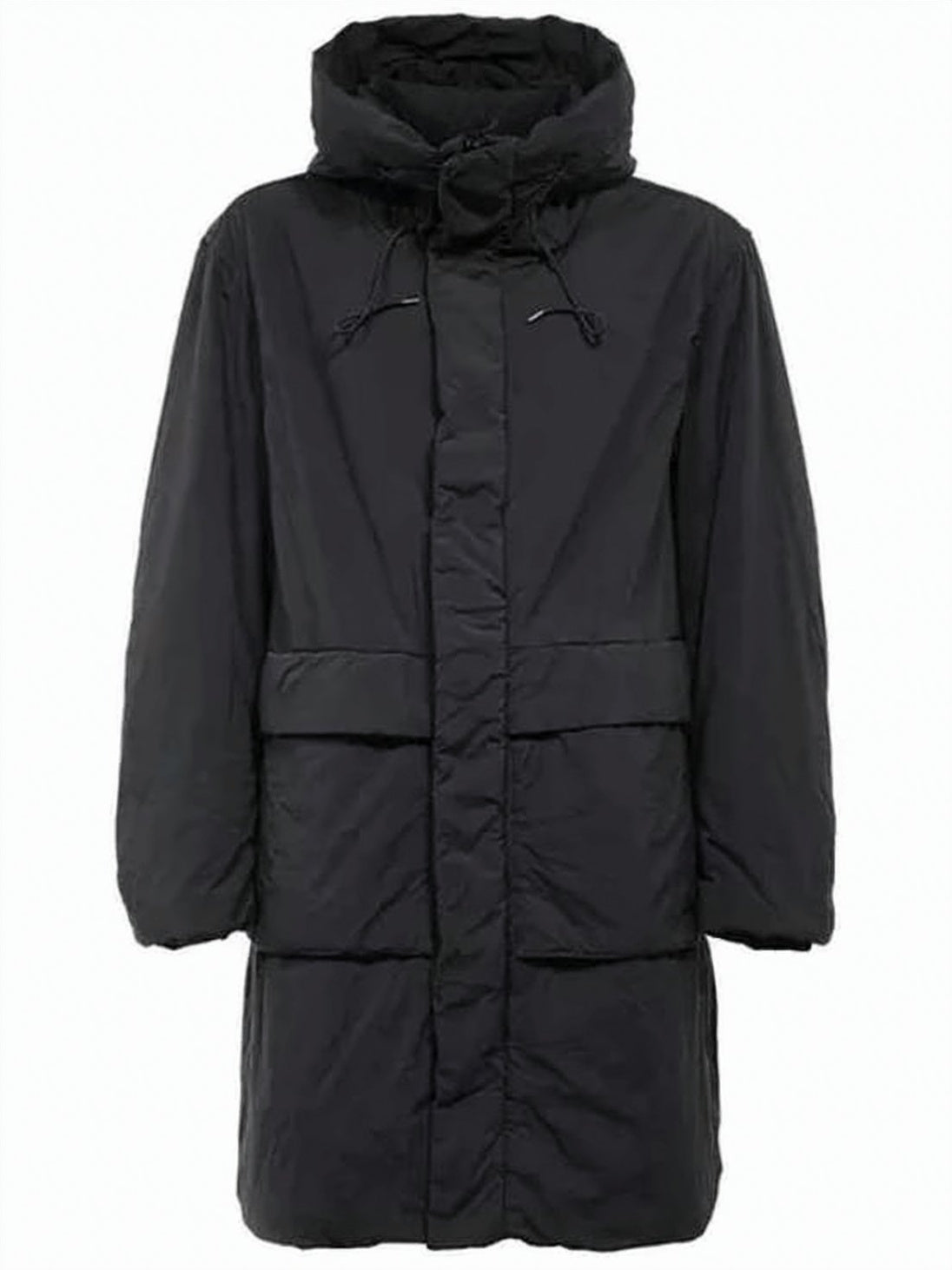 Matte Black High-Collar Padded Jacket