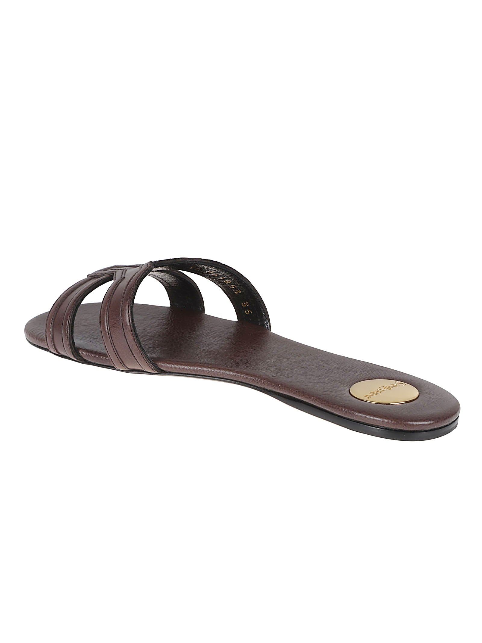 Brown Sandals with Double Strap and Rounded Toe