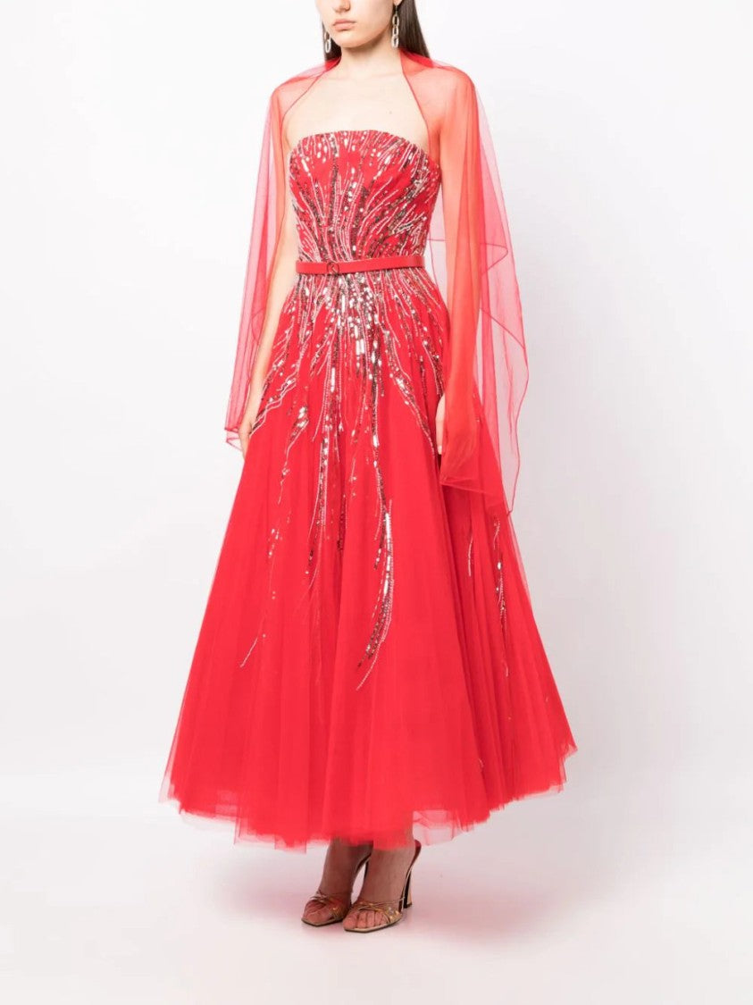 Midi Beaded Tulle Dress
