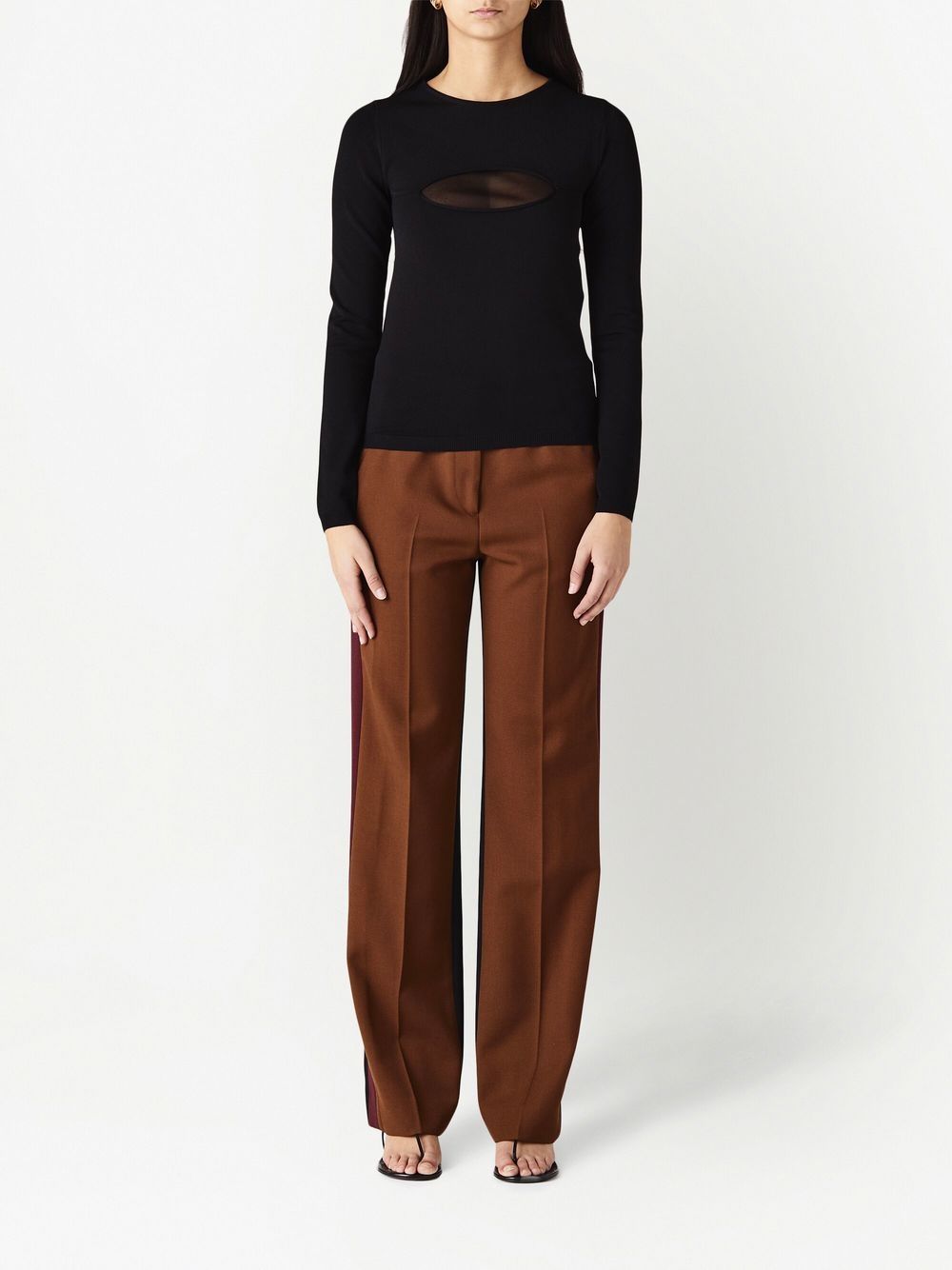 Black Kint Top Fitted Cut-Out Sweater