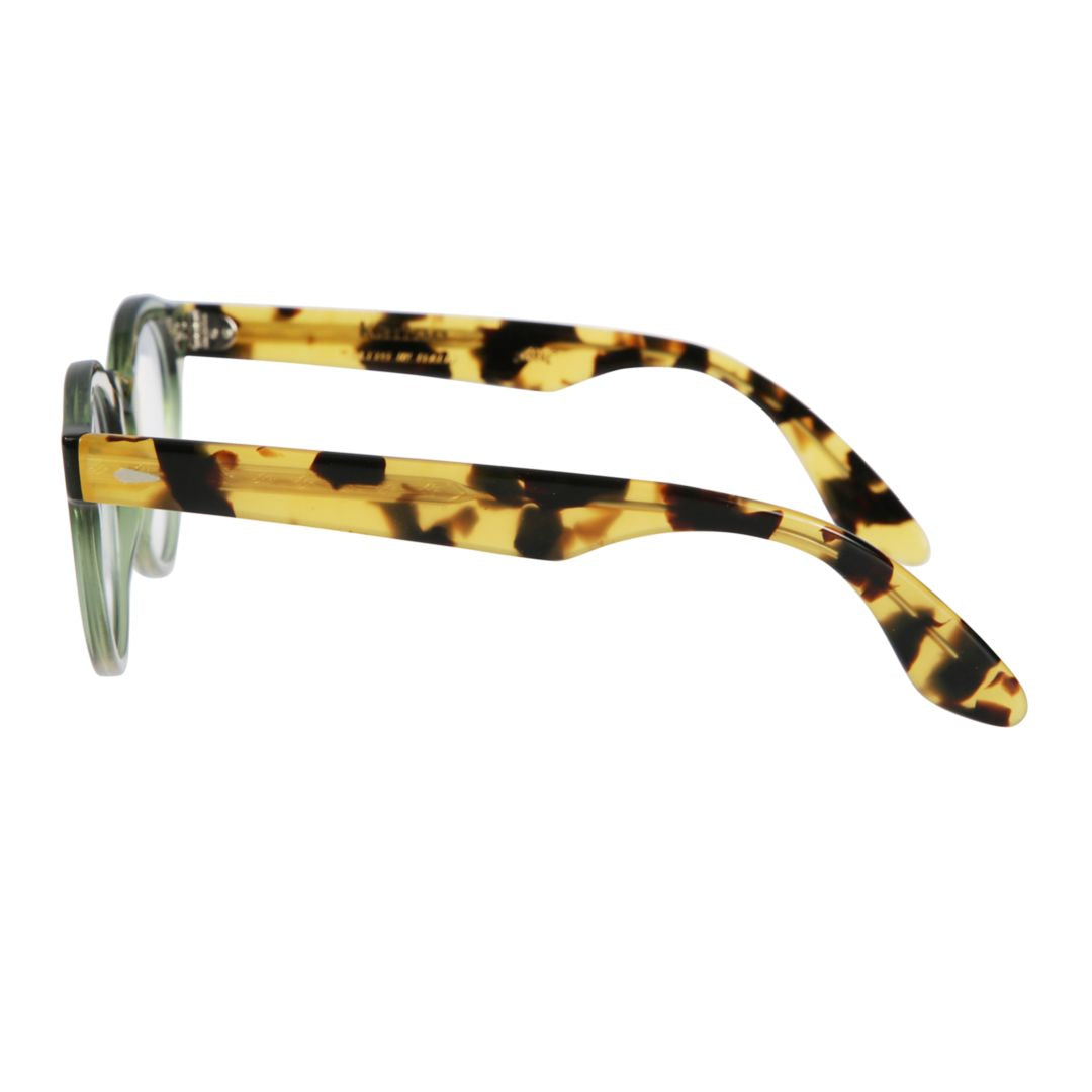 Robin Translucent Olive Green Round Frames with Tortoiseshell Temples