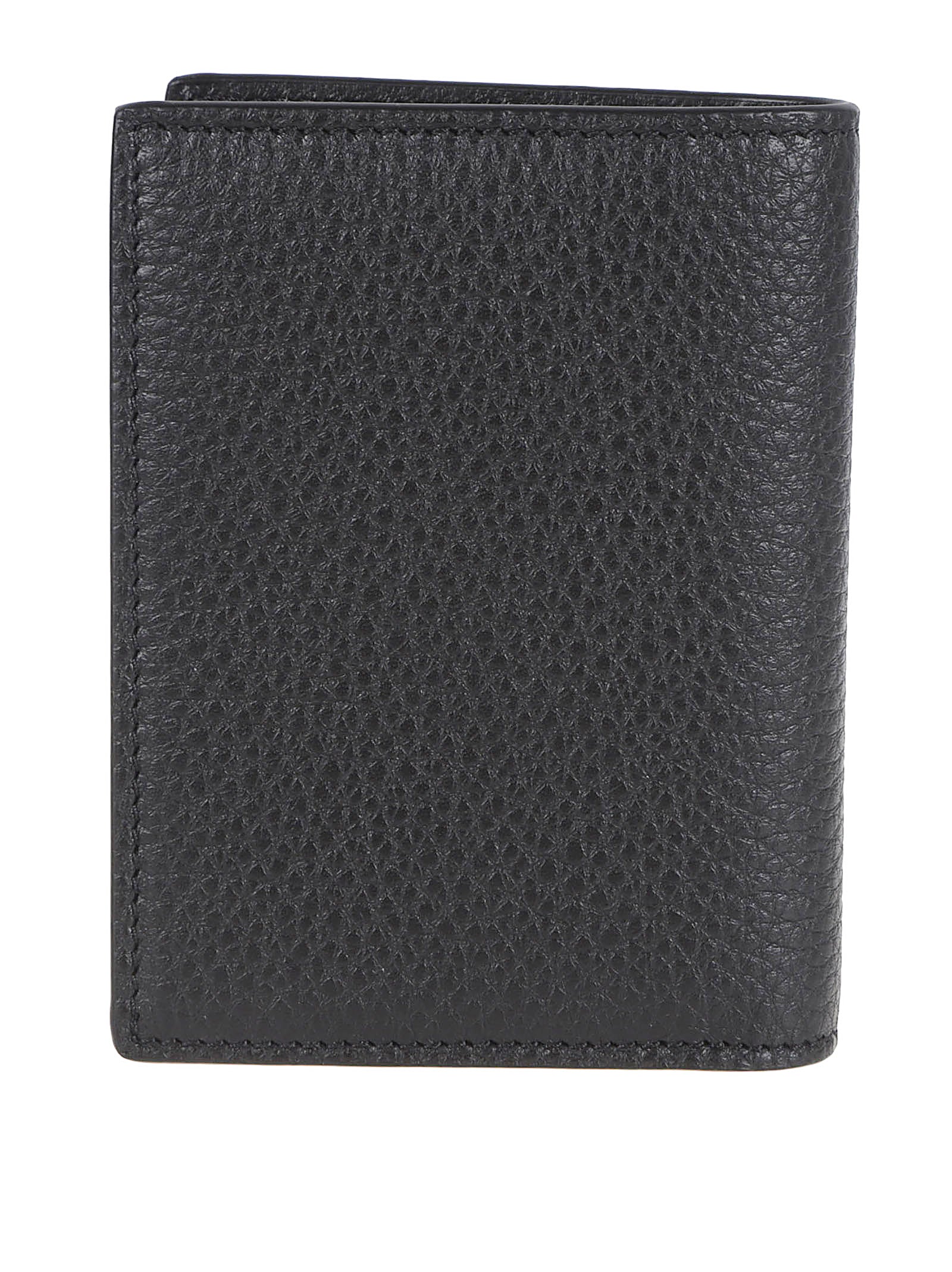 Textured Black Calf Leather Bifold Wallet