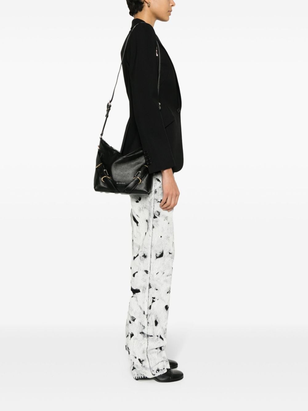 Grained Black Calf Leather Handbag