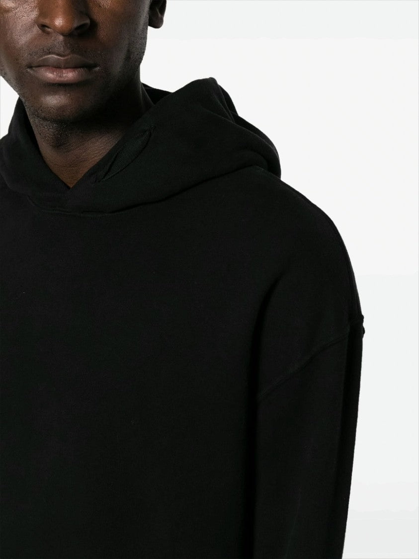 Relaxed Fit Black Cotton Hoodie