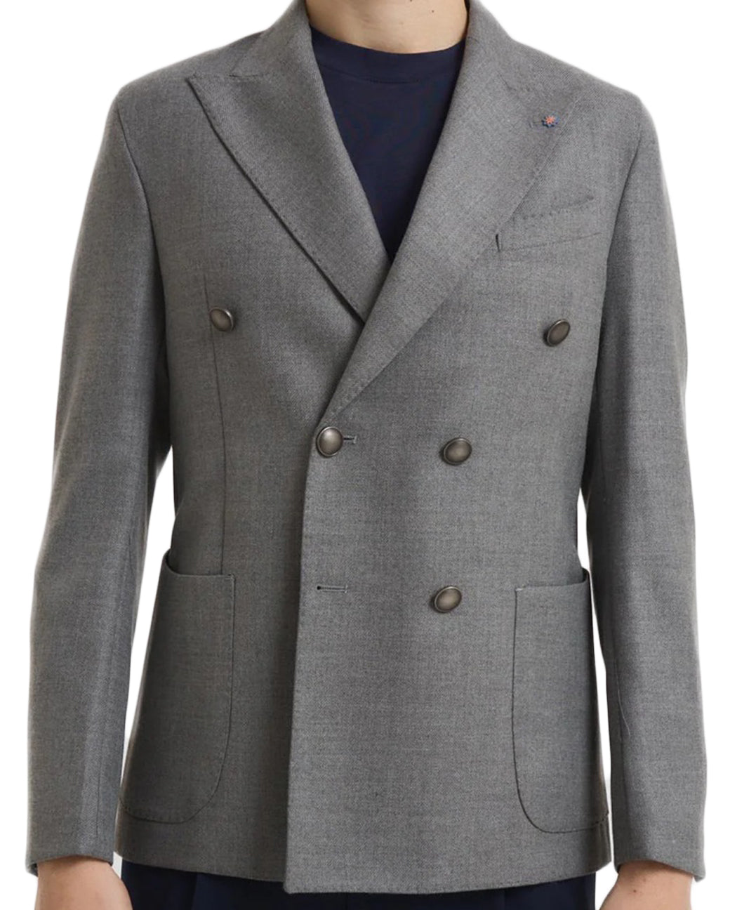 Double-Breasted Tailored Jacket with Reverse Collar