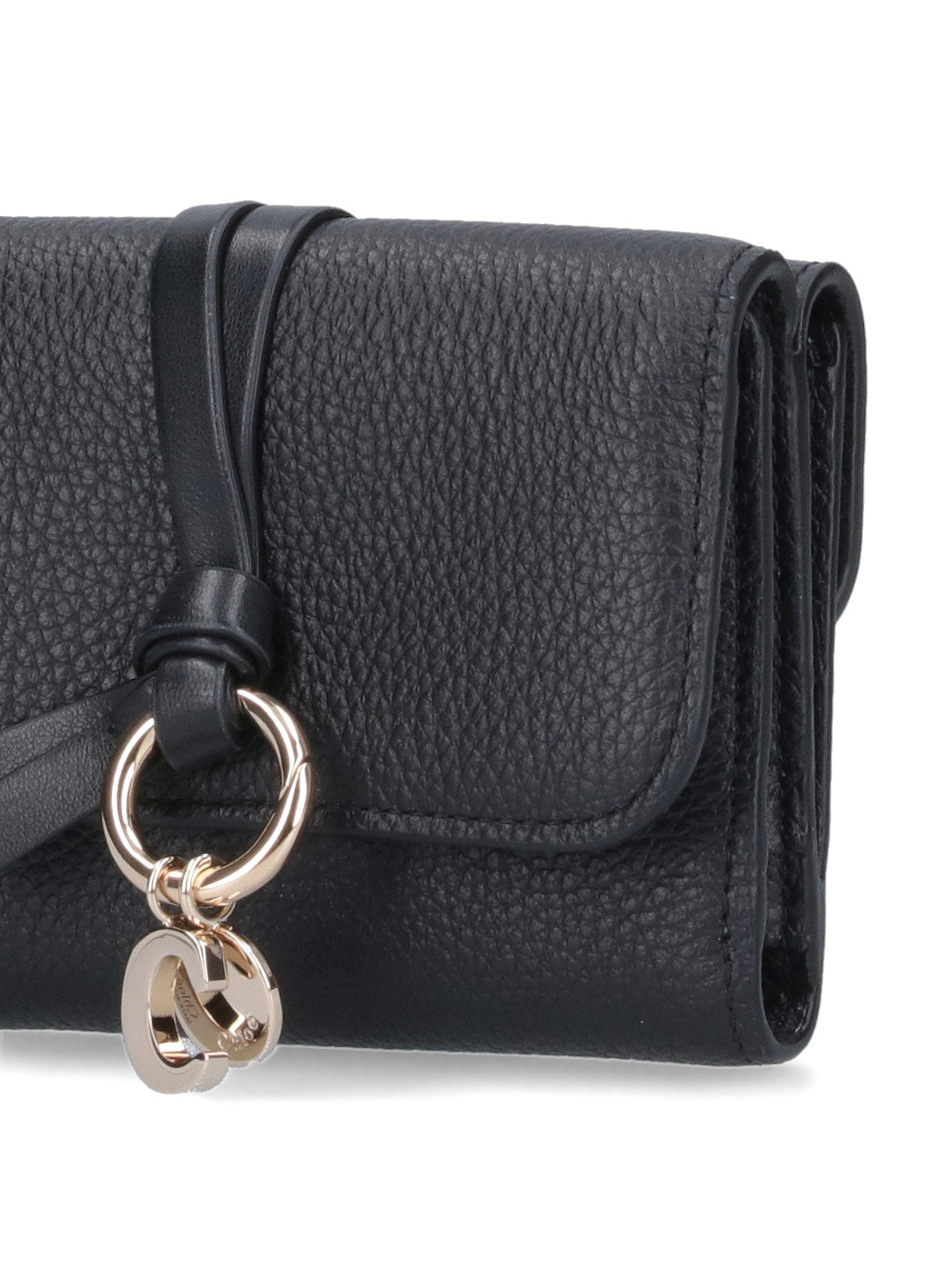 Black Alphabet Textured Leather Wallet