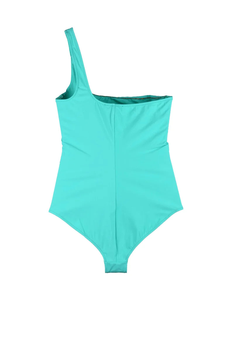 One-Shoulder Green Swimsuit