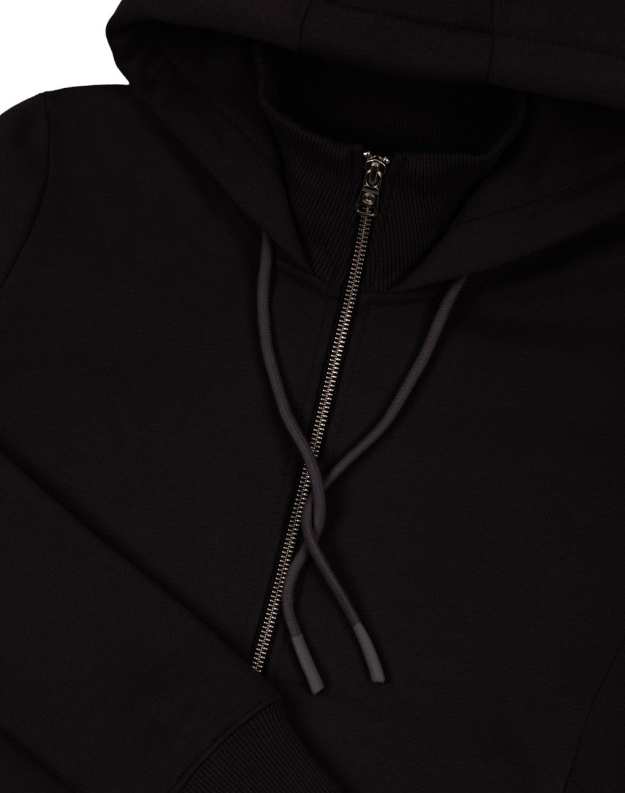 Black Zip-Up Hoodie Sweatshirt