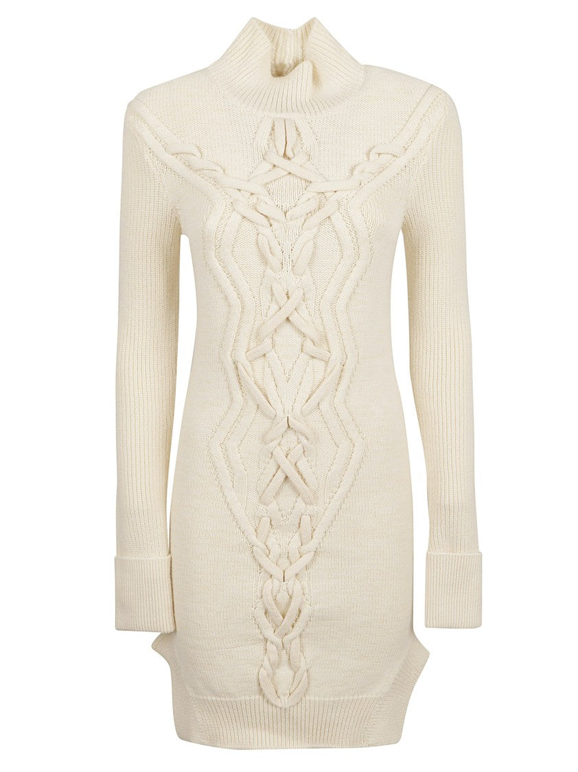 High Collar Beige Dress