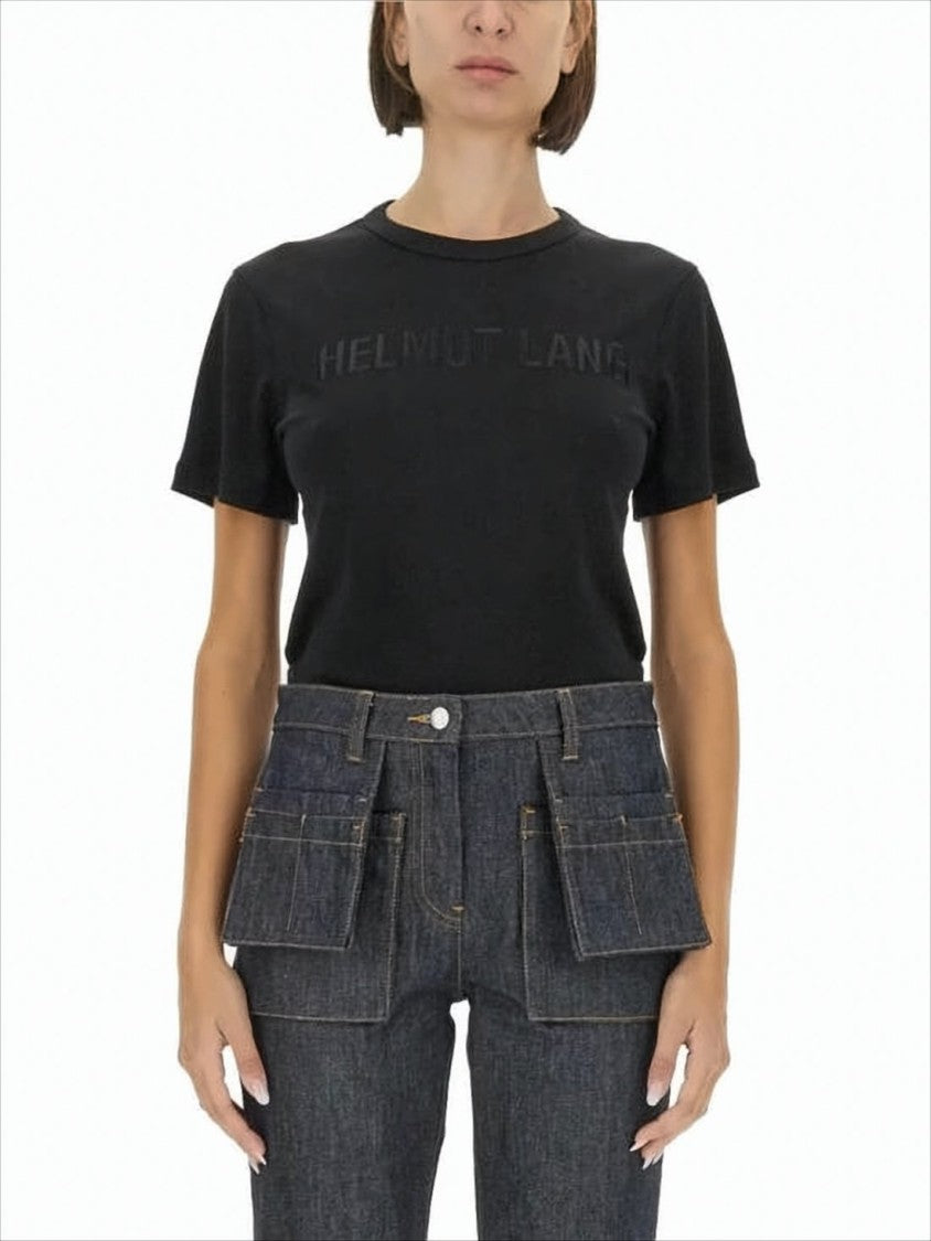 Fitted Short-Sleeve Helmut Lang T-Shirt with Embossed Logo