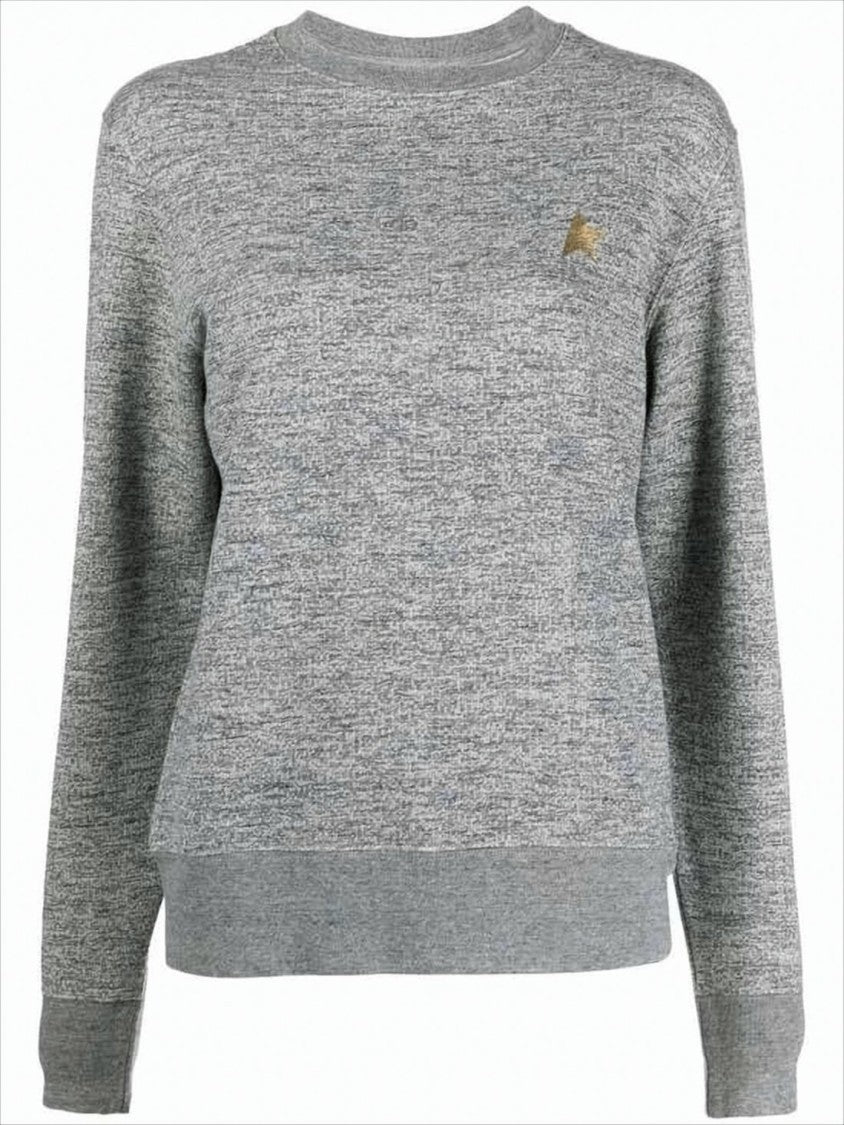 Heathered Grey Long-Sleeved Sweatshirt with Ribbed Detailing