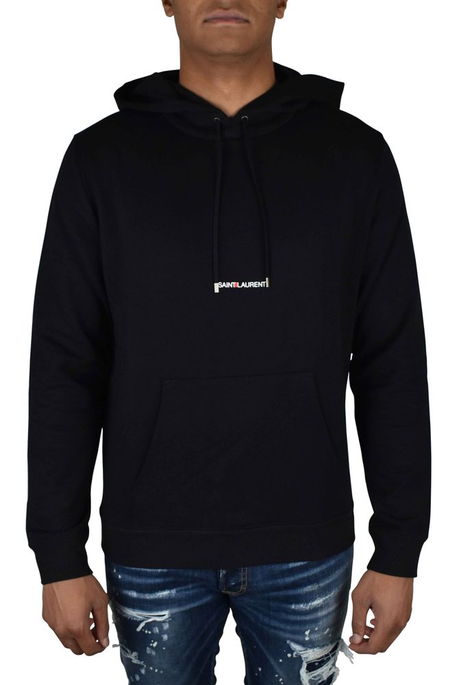 Hooded Black Sweatshirt With Drawstring And Logo