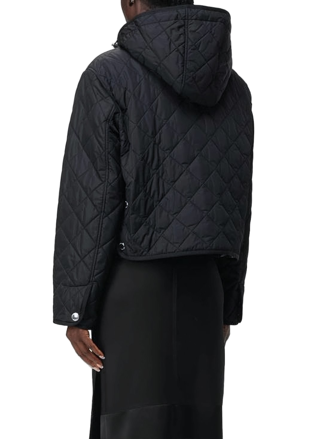 Cropped Quilted Jacket with Diamond Pattern