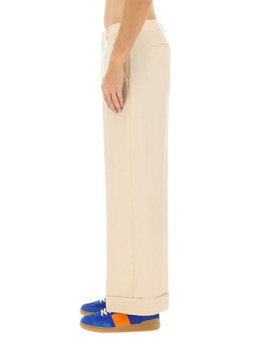 High-Waisted Wool Pants With Classic Pleat Design