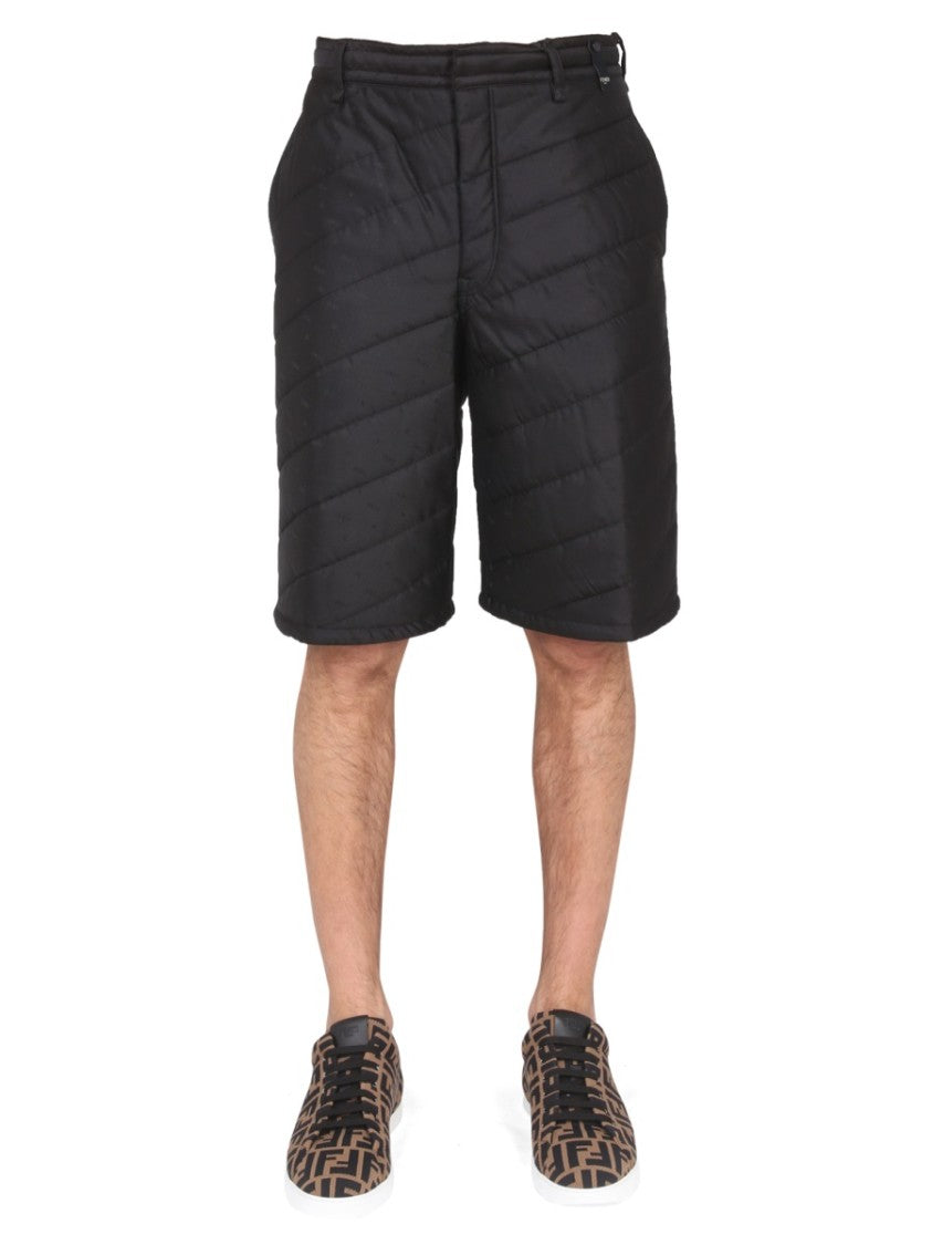 Quilted Black Bermuda Shorts