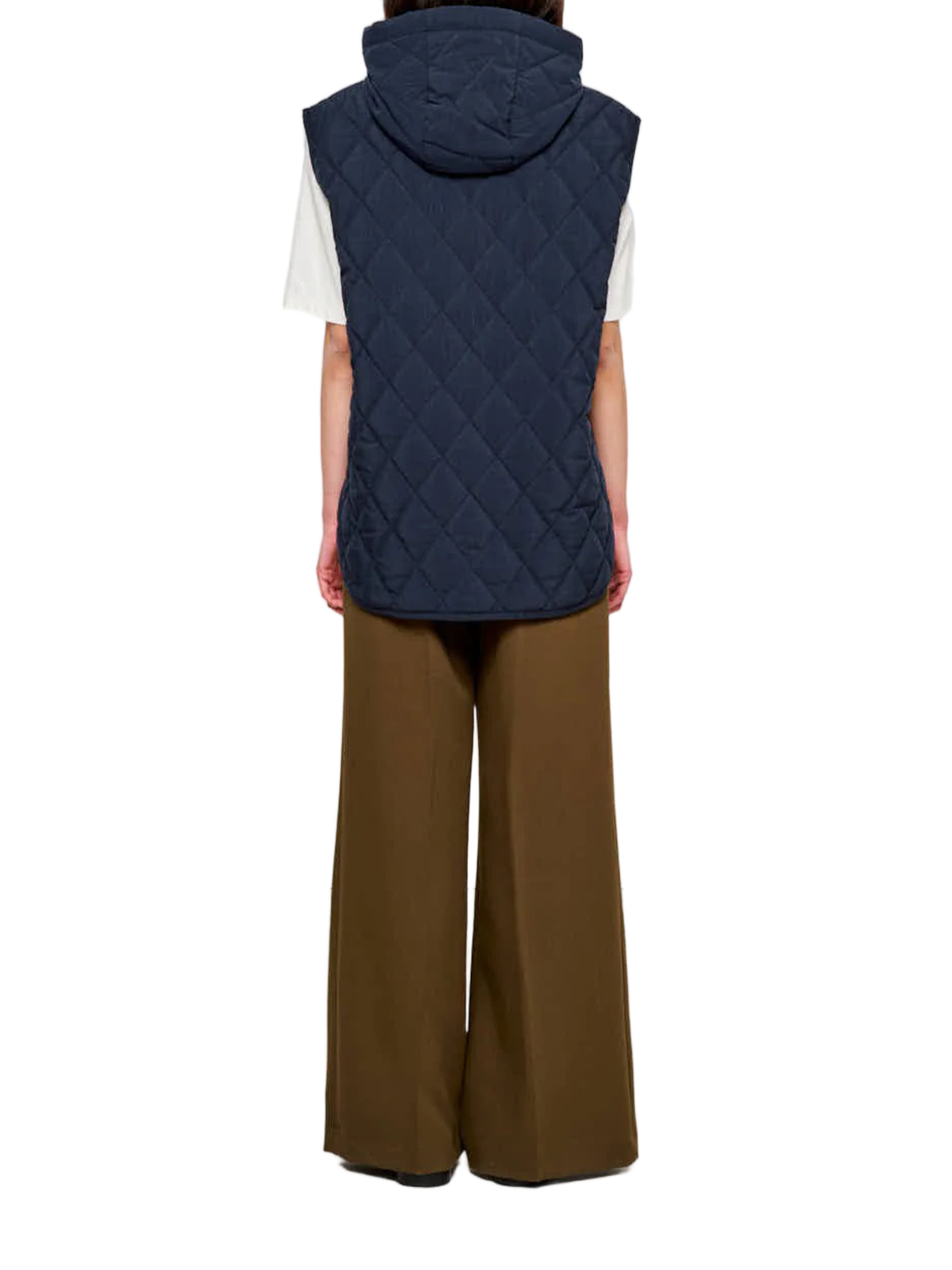 Shiny Nylon Quilted Hooded Puffer Vest
