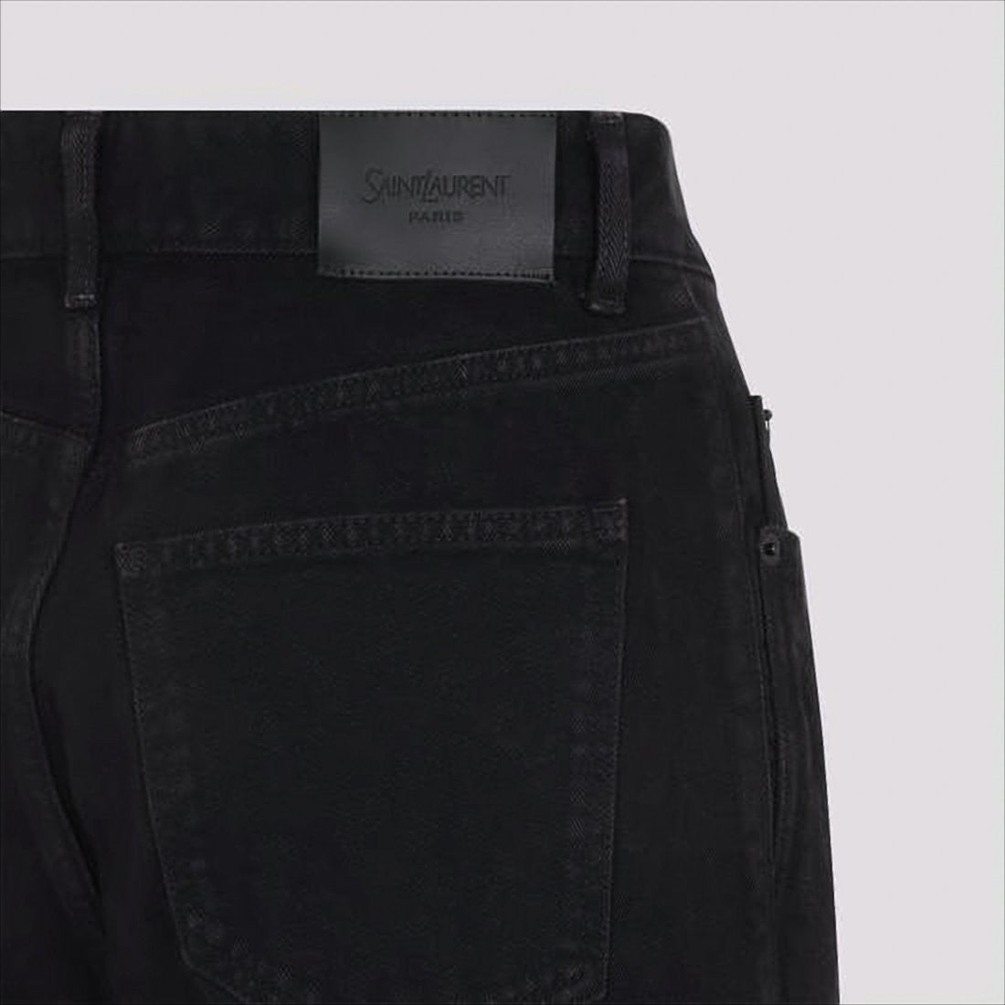 Wide-Leg High-Waisted Black Denim Pants