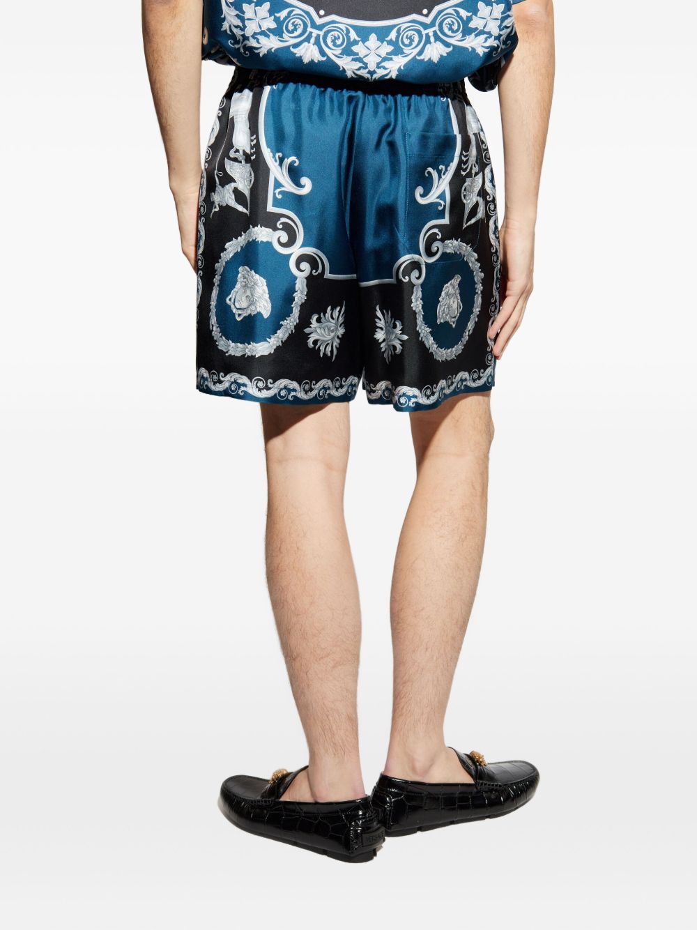Baroque-Printed Silk-Nylon Shorts with Elastic Waistband