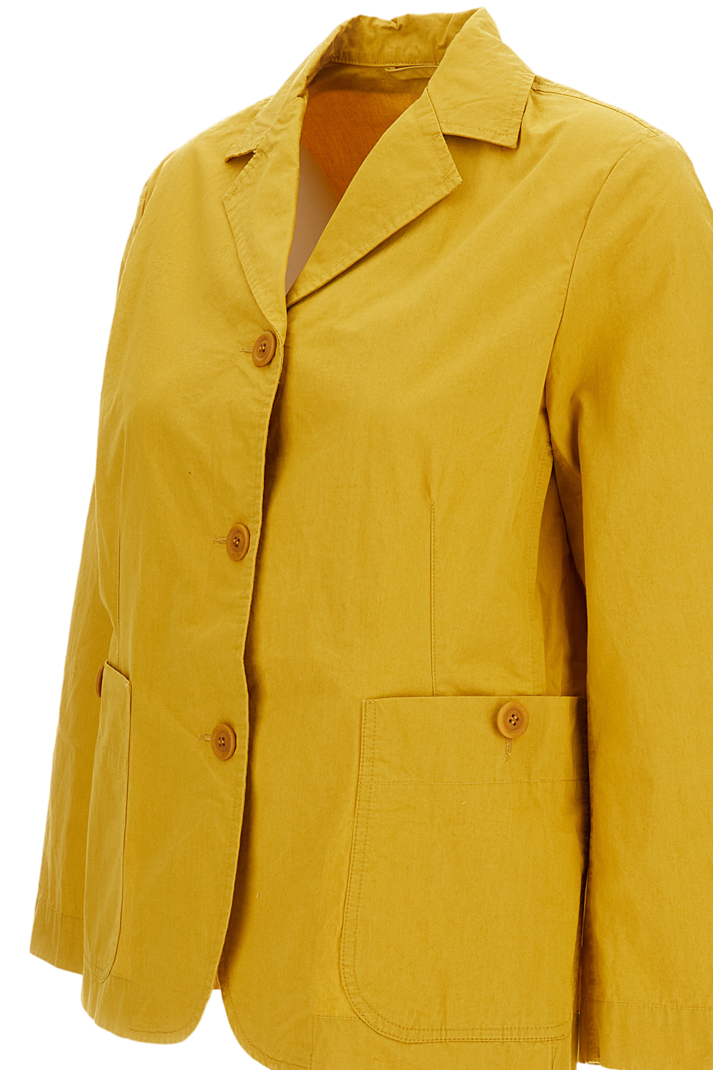 Yellow Single-Breasted Cotton Jacket