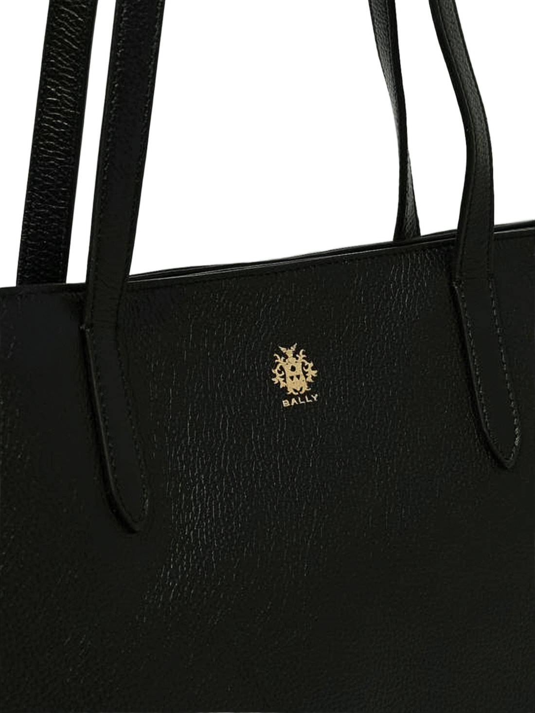 Textured Leather Tote Bag with Gold Emblem
