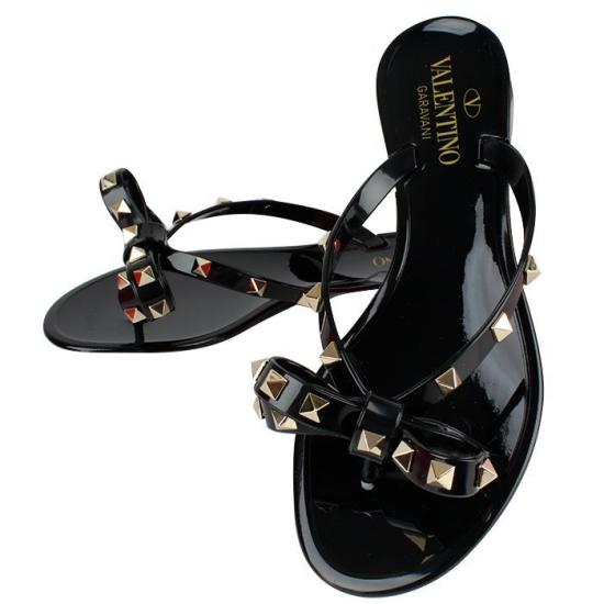 Black PVC Mules with Bow
