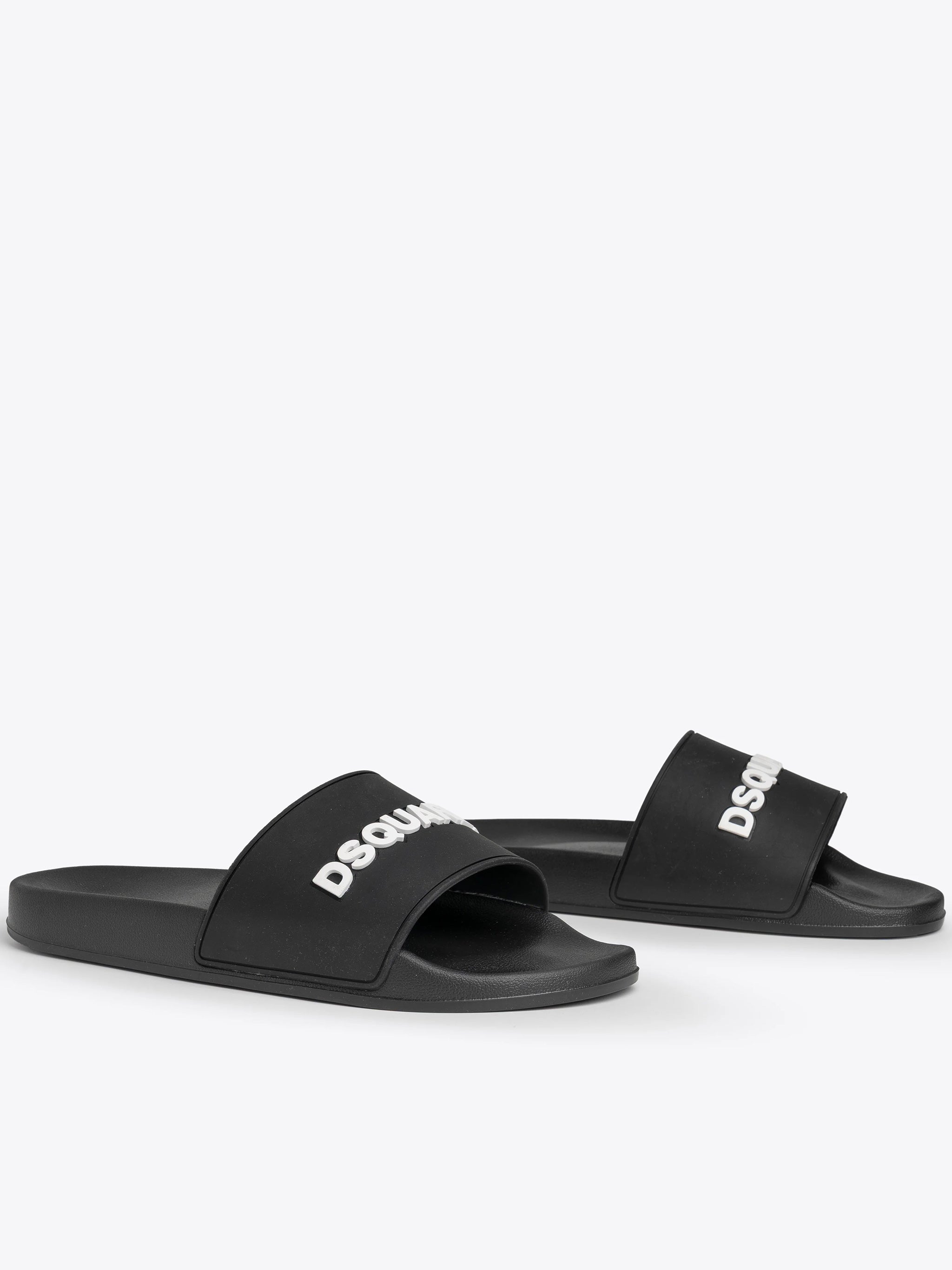 Minimalist Black Flat Logo Slide Sandals