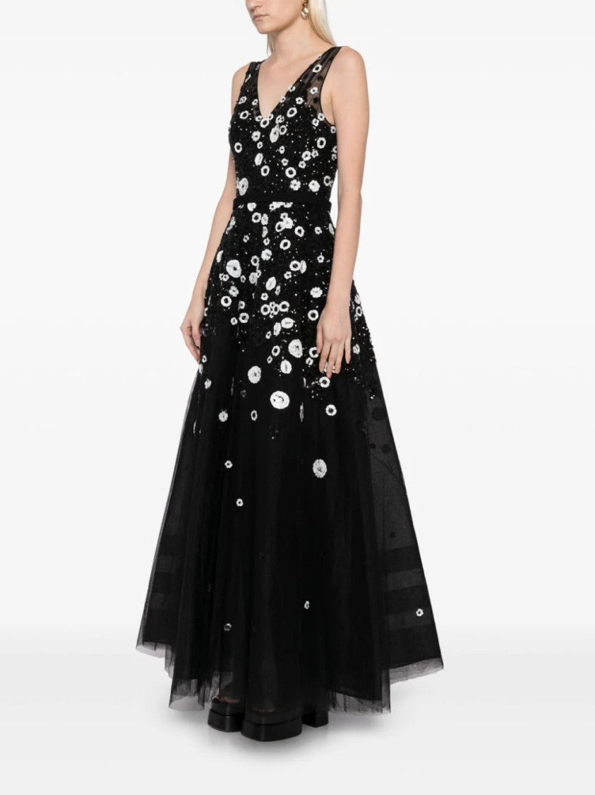 Tulle, Ankle Length Dress With Dotted Beading