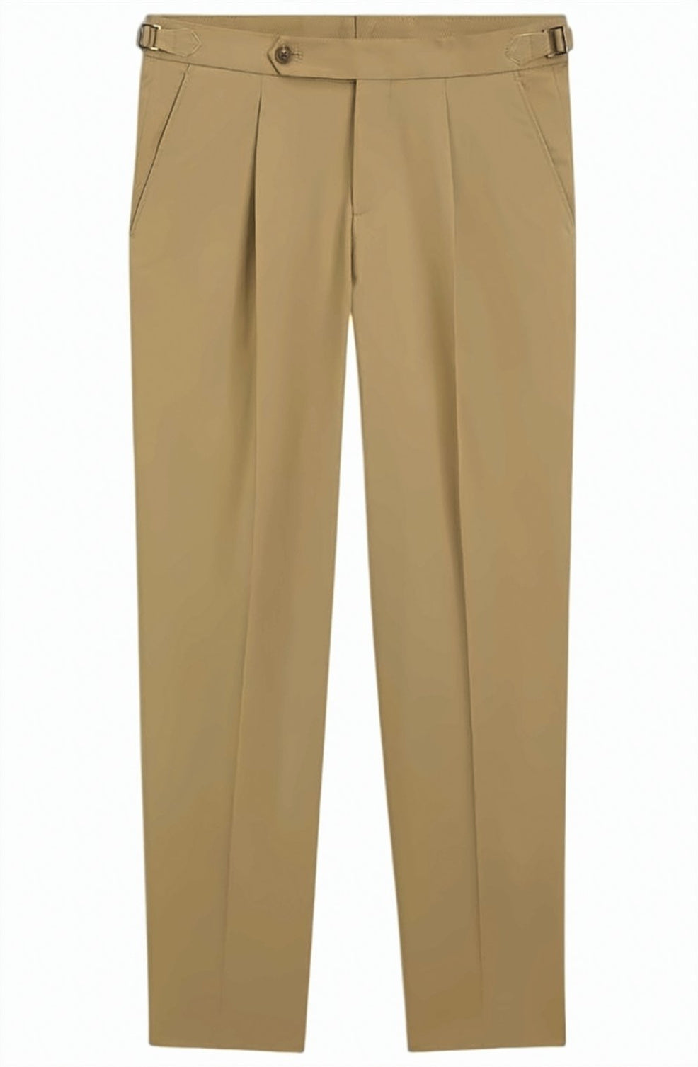 Beige Tapered Tailored Trousers