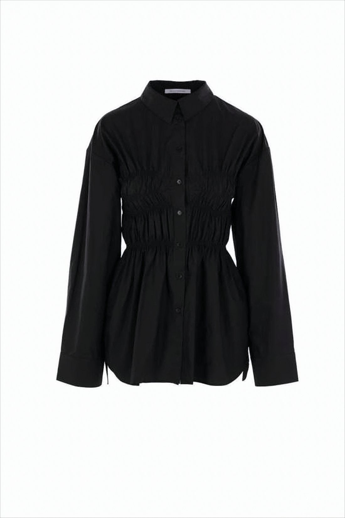 Ruched Waist Blouse with Classic Collar